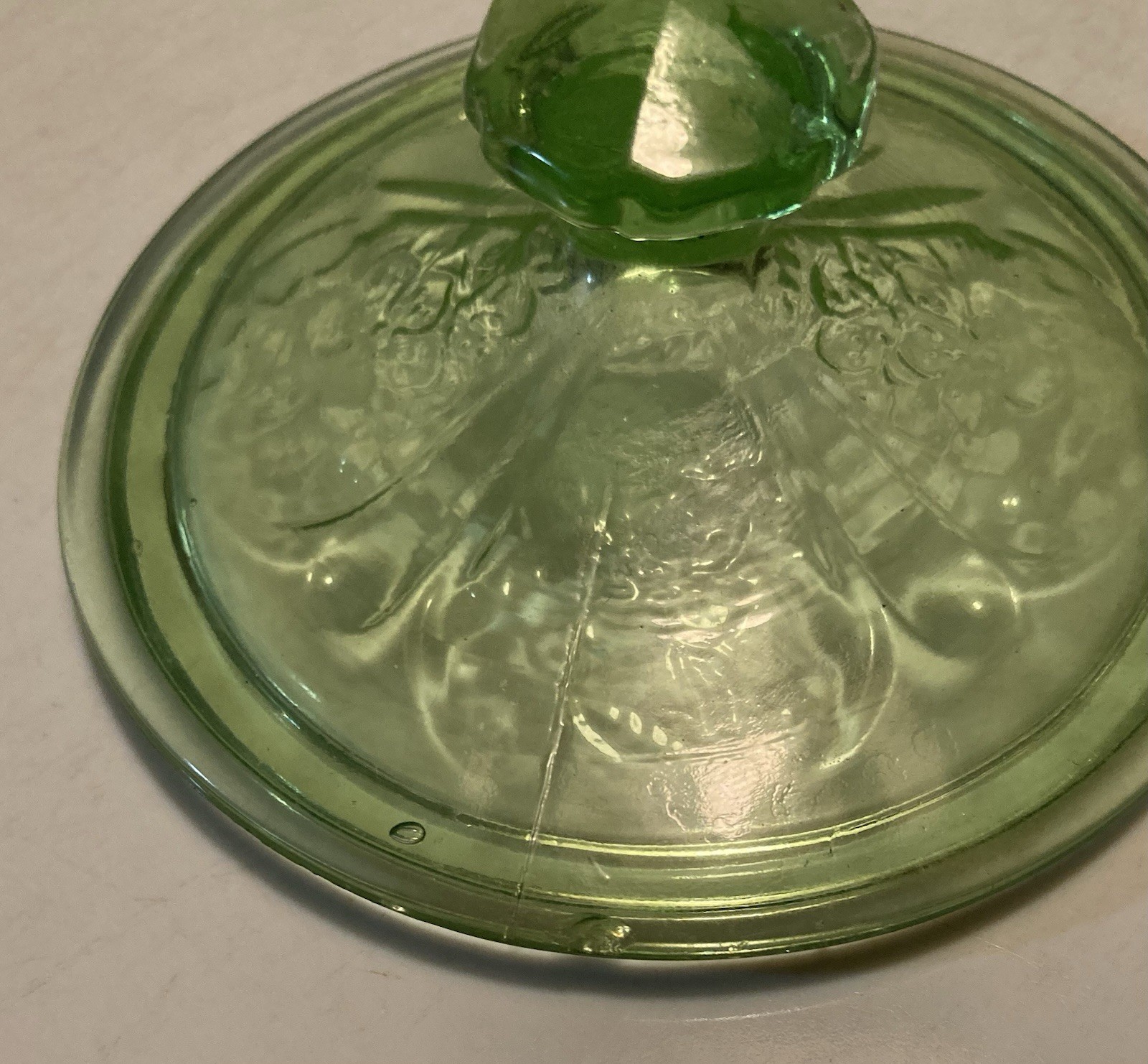 Depression Glass Green Creamer And Sugar Bowl Cherry Blossom Jeanette Glass Co.