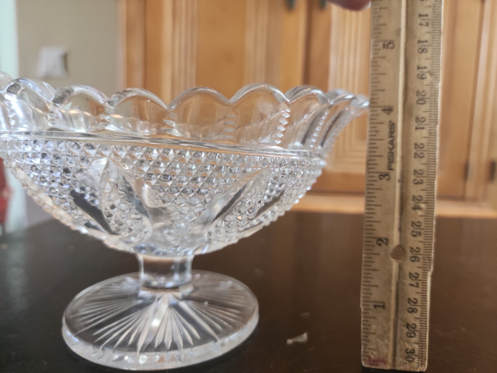 Antique EAPG Westmoreland Manganese Glass High Hob Clear Oval Compote Dish Bowl
