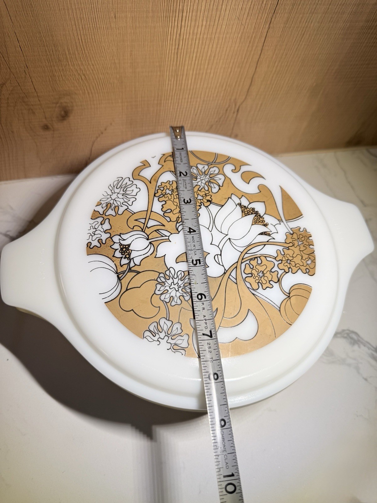 Vintage Pyrex 475-B 2.5 Qt Round Casserole Dish w/475-C Nouveau Floral Glass Lid