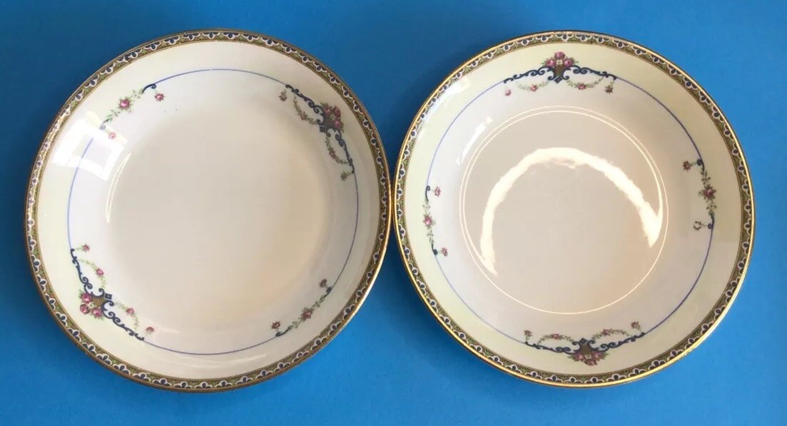 Set-4 Antique Cleveland China Tokio Fruit Dessert Bowl Roses Gold Trim 6 1/8″