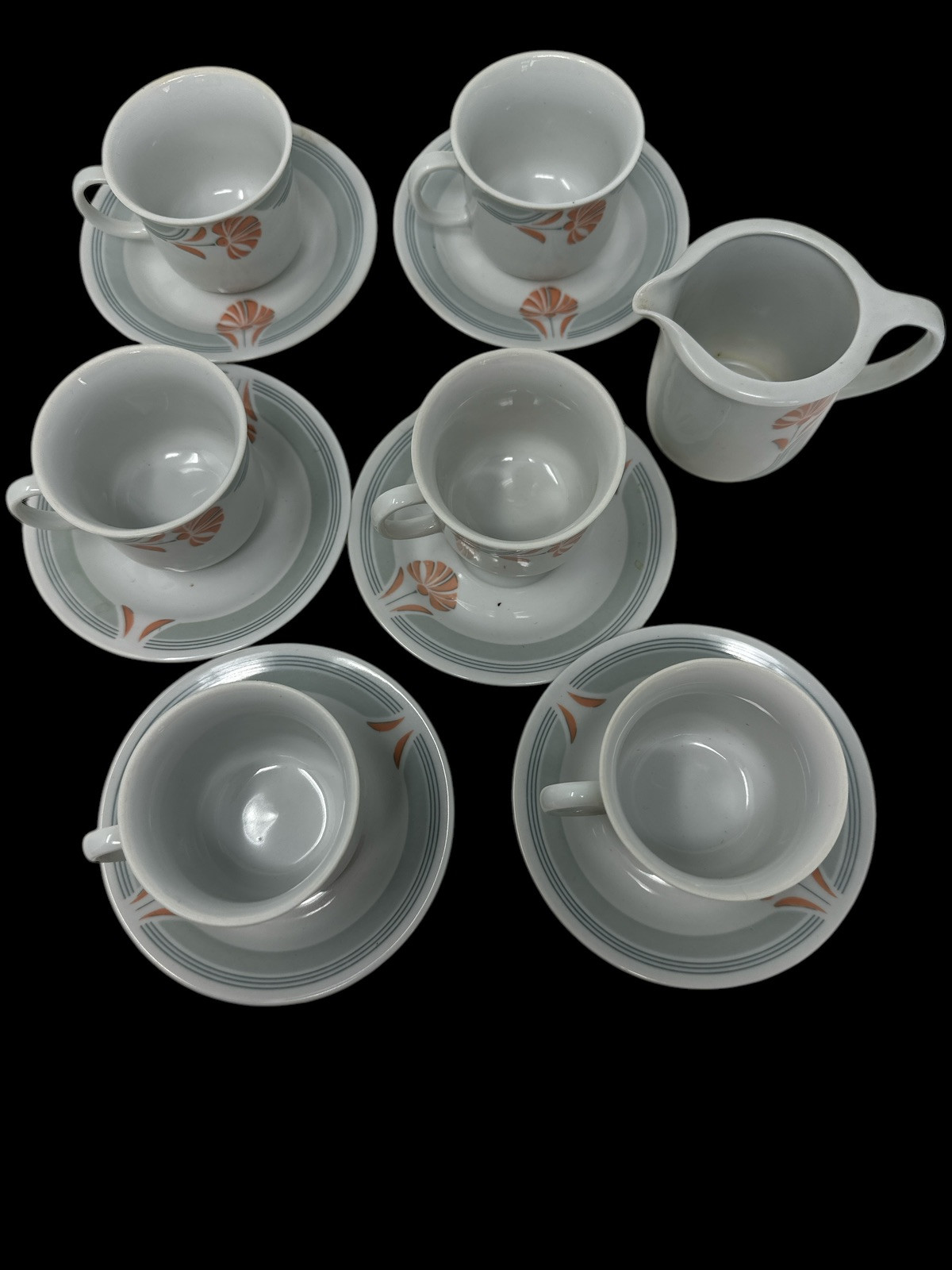 VTG 70’s JlMenau Graf Von Henneberg White Floral Porcelain German Demitasse Set