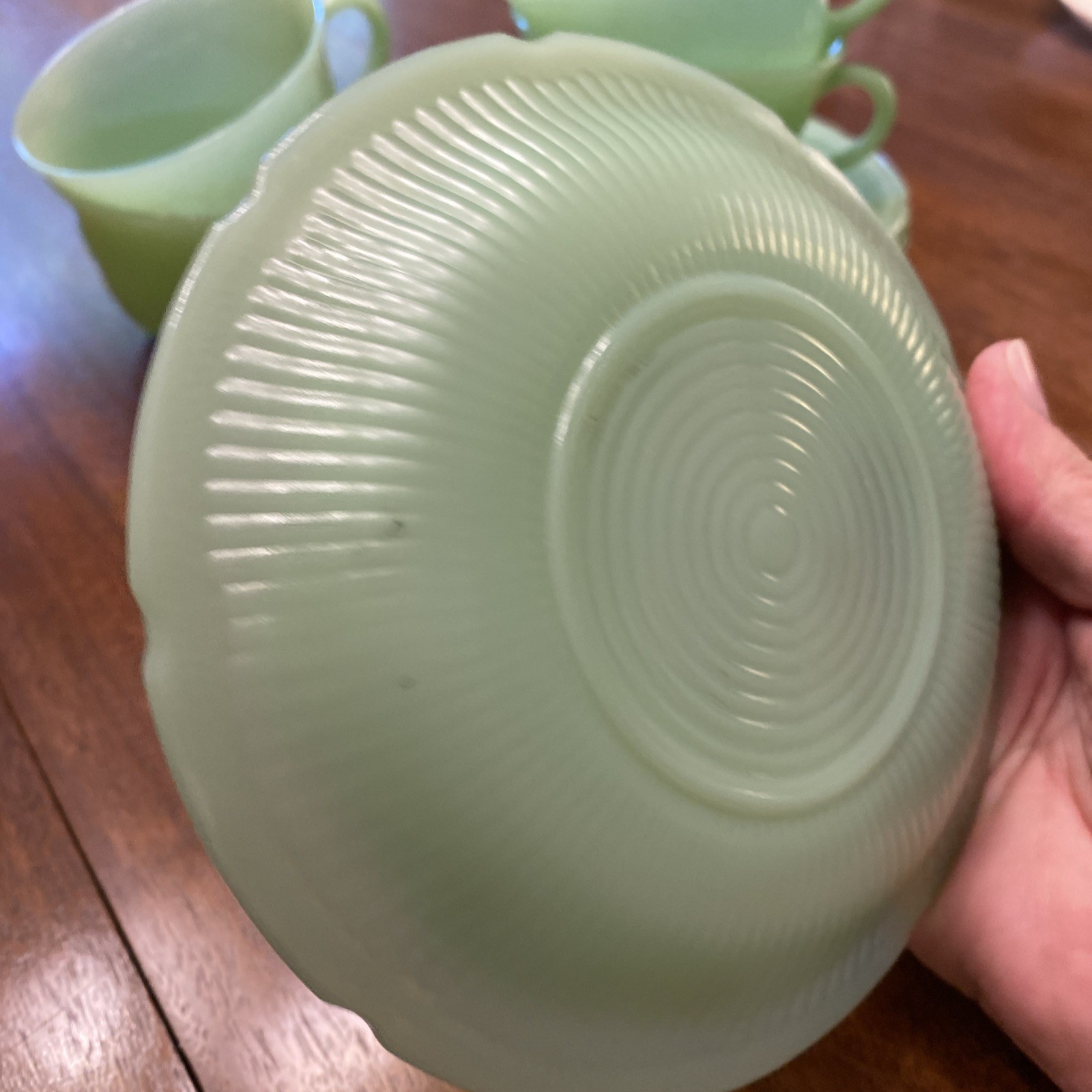 Vintage Fire King Jadeite Alice Cup and Saucer 8 Total Available