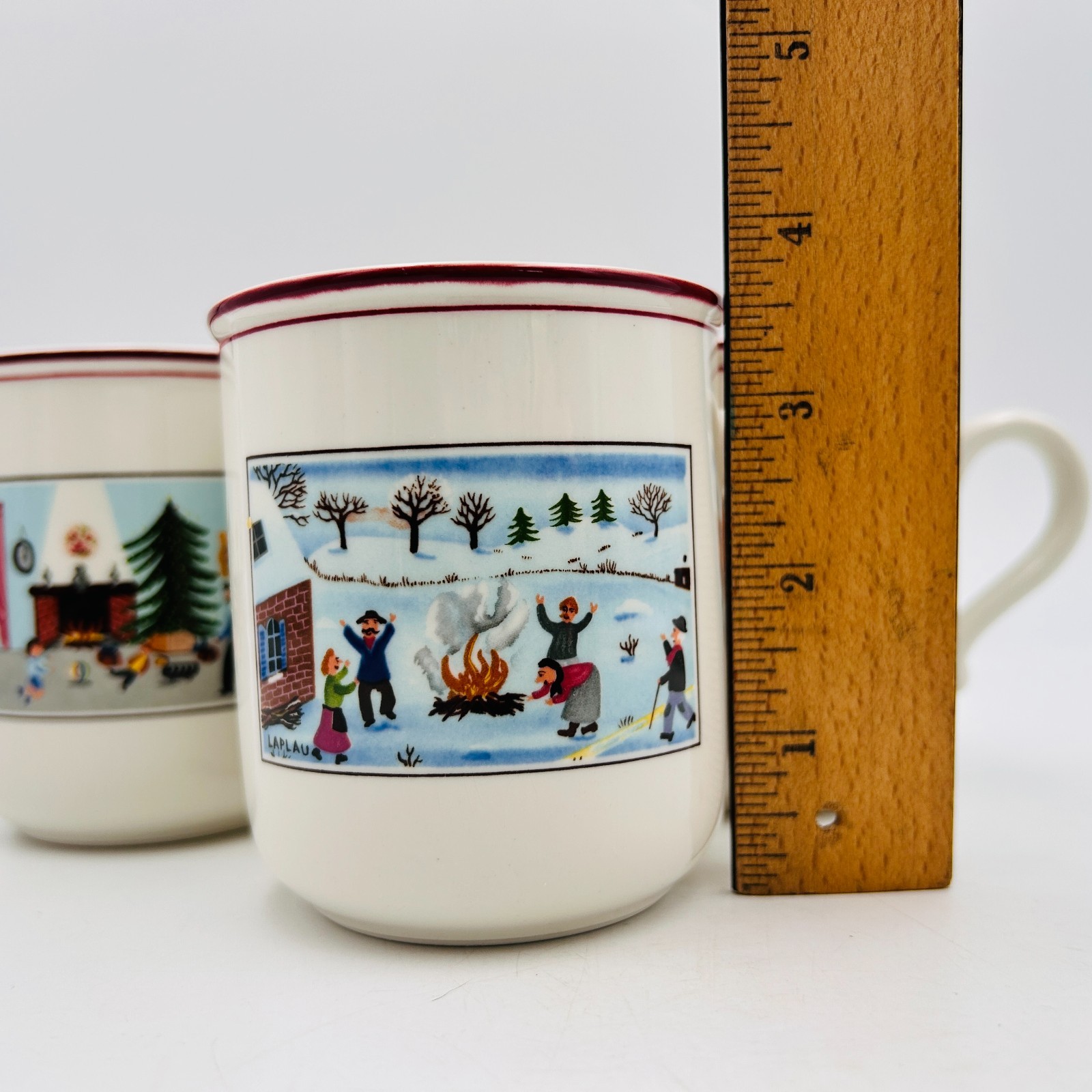 Villeroy & Boch Naif Christmas Mugs Set of 3 Germany Laplau Folk Art Holiday