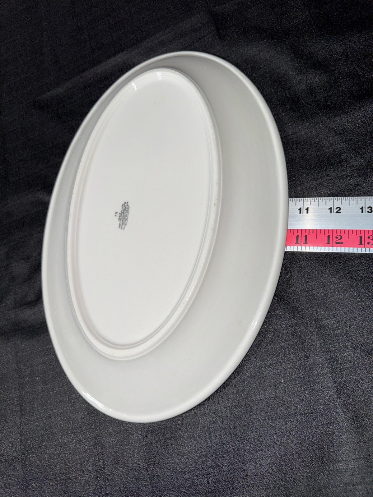 15.5” Sterling Vitrified China Restaurant Ware Green Oval Patter Plate Lot Of 3