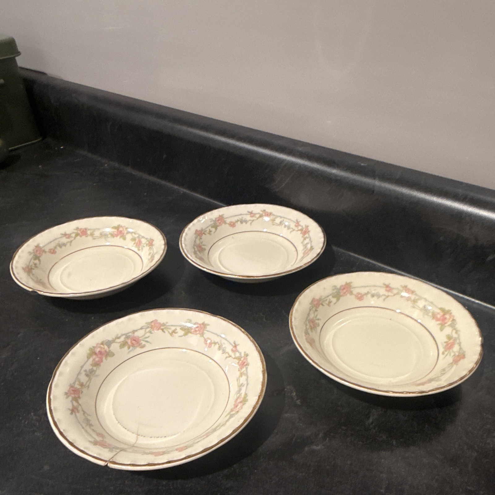 Crooksville China Co. H-P USA Floral White Pink Green Gold partial set