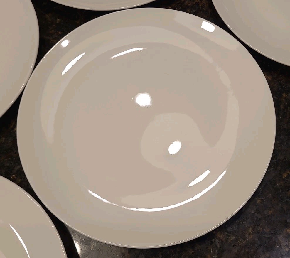 SET OF 5 Godinger Elegant Dining Bone China Round White 9 1/8” Luncheon Plates