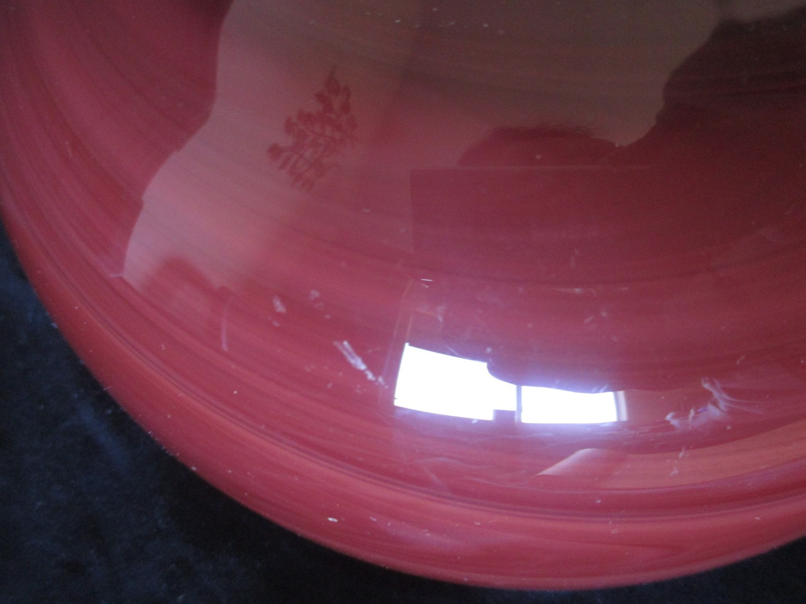 Baker O’Brien Studio 1997 Studio Art Hand Blown Red Swirl Glass Bowl