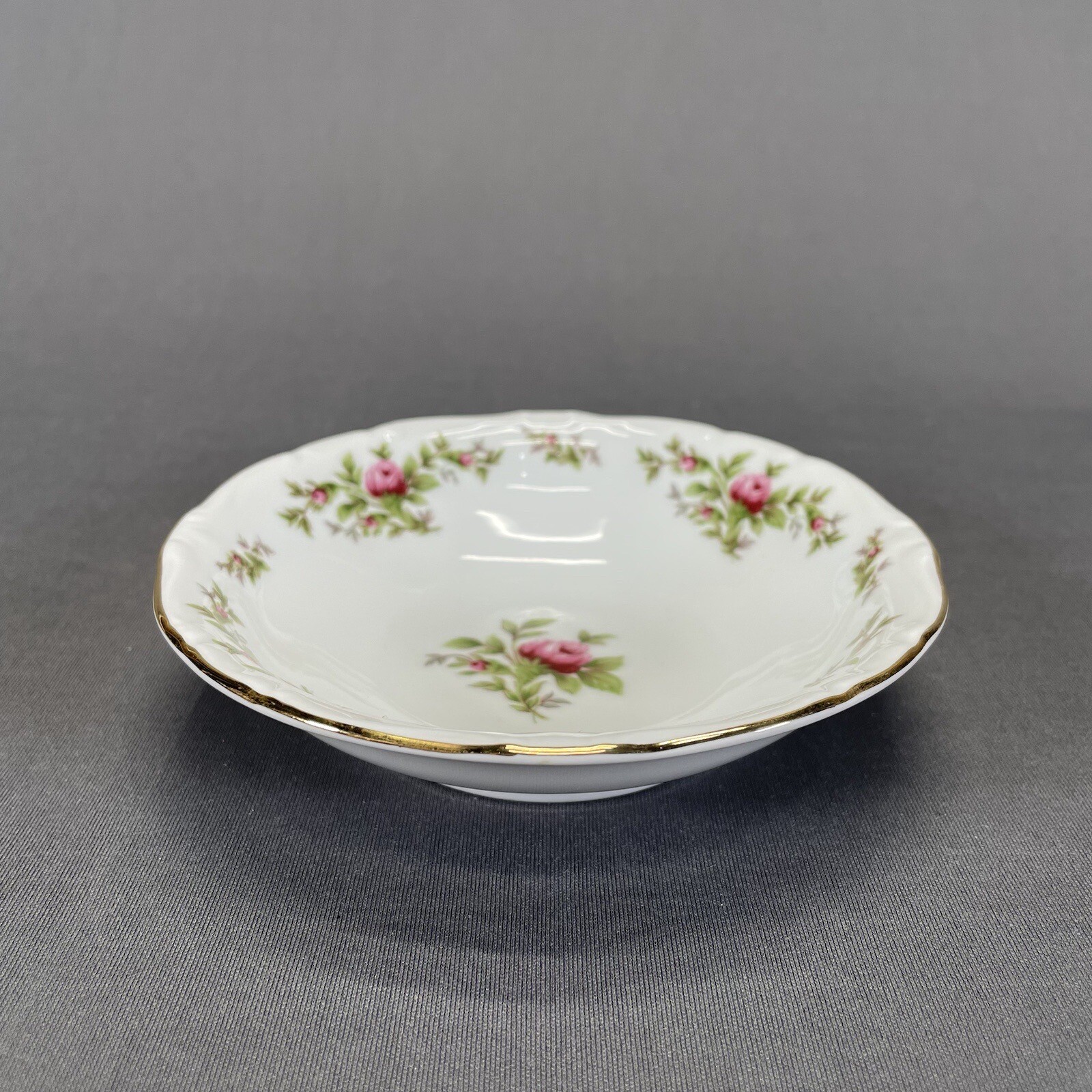 Johann Haviland Fruit Dessert Bowl Moss Rose Floral Traditions Gold Trim