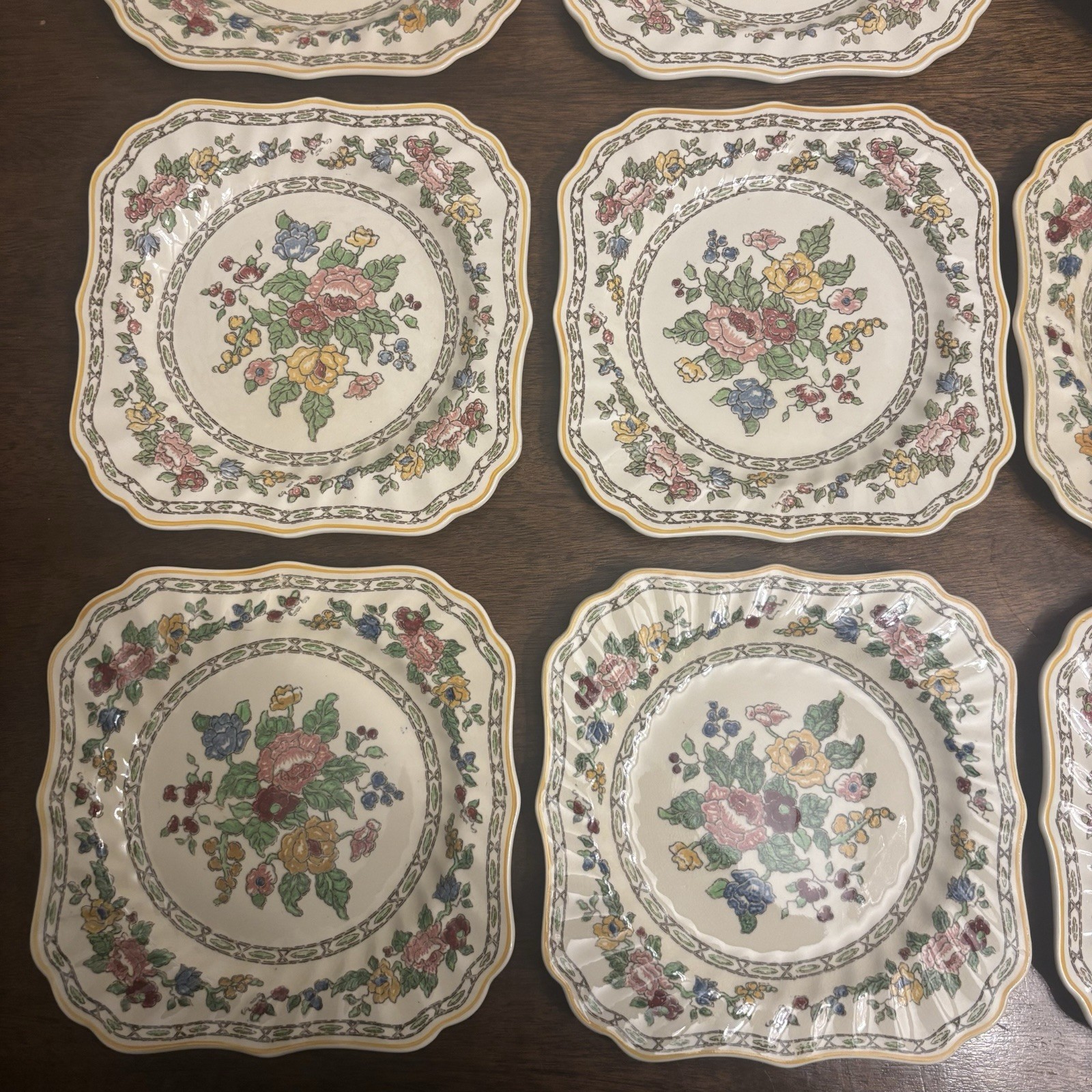Royal Doulton Cavendish D5009 China Lot 10 Pc Square plates Serving bowl