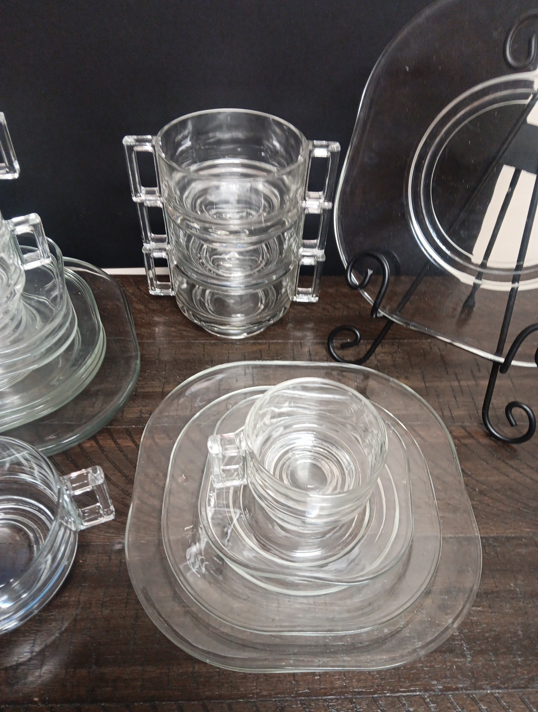 MCM 4 Place Table Settings Joe Capone Italy Arno Glass Clear W/Soups 20 Piece