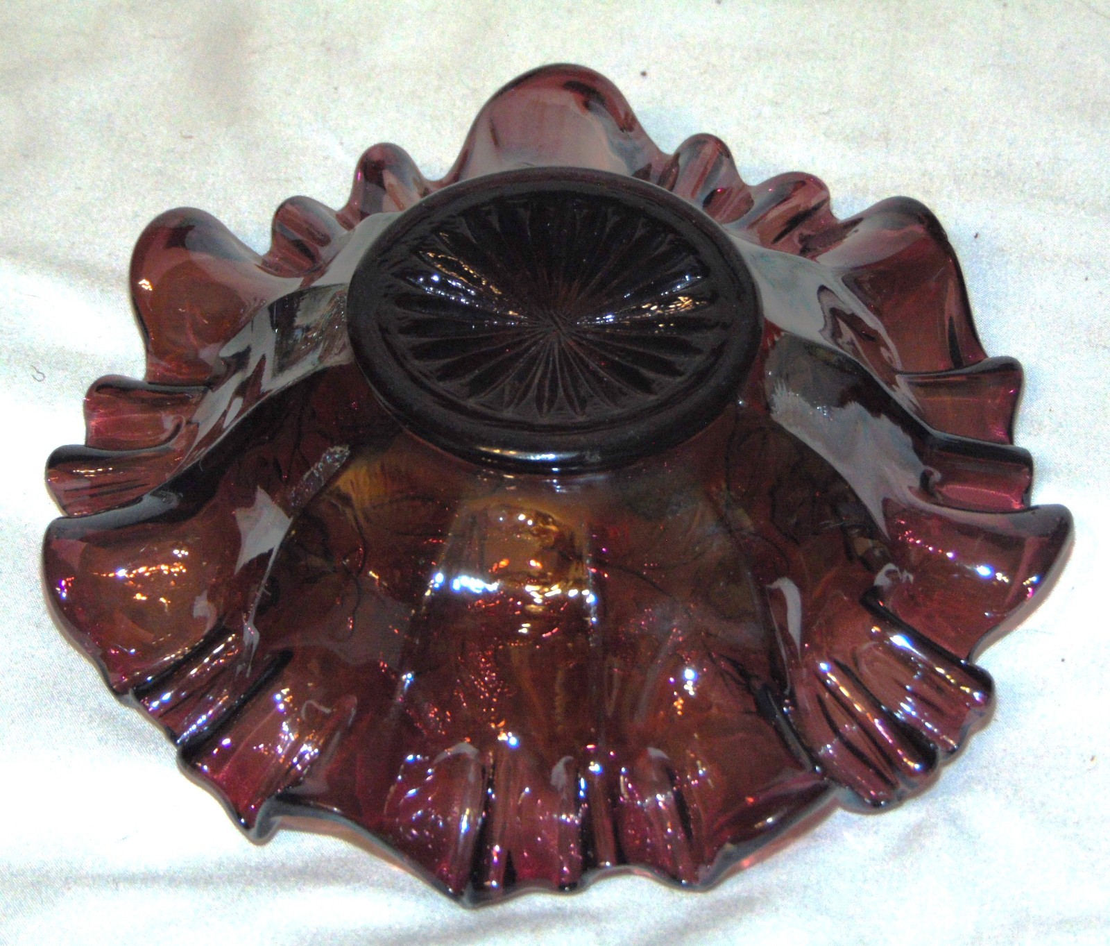 Antique Millersburg Glass 3-1 Edge Bowl Blackberry Wreath Rare Varioant Amethyst