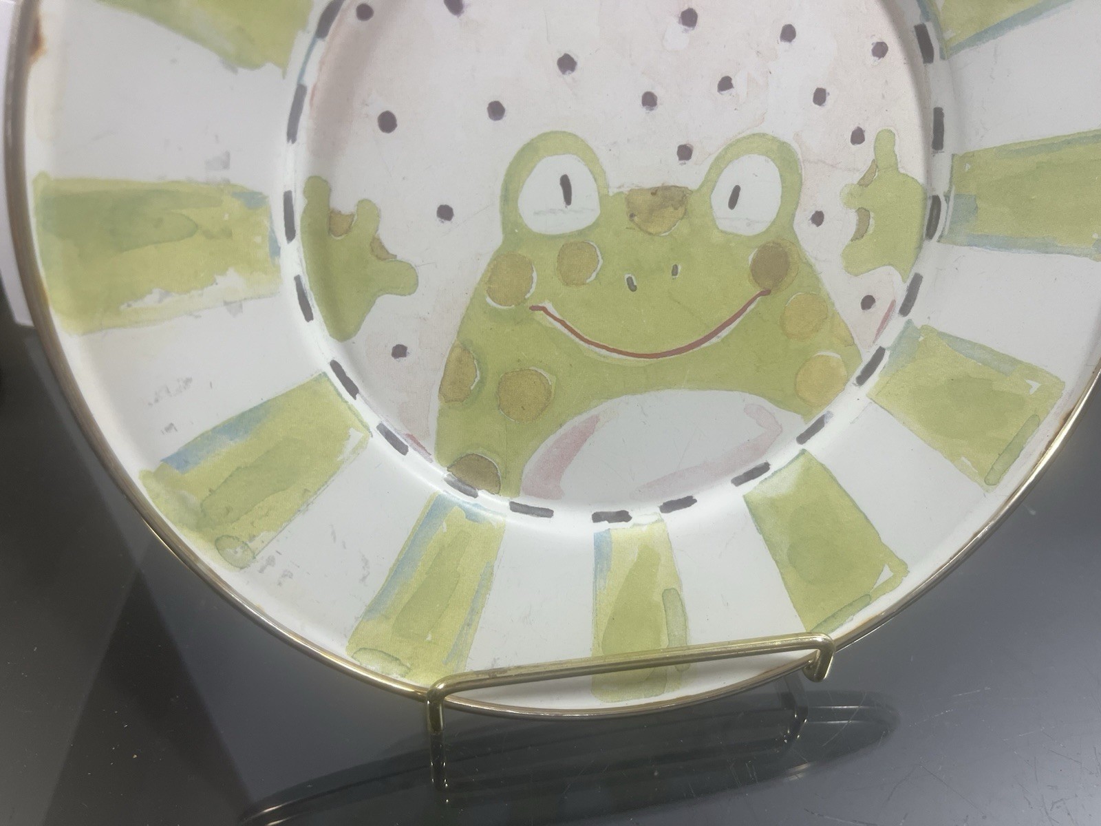 Vintage McKenzie Childs Enamelware 8” Frog Plate