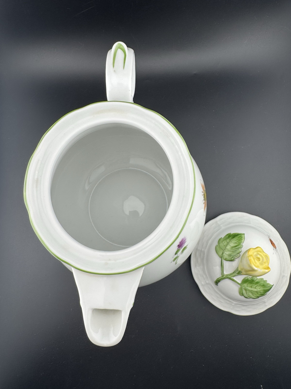 Thun Czech Porcelain Basket Weave Tea Set Hand Painted Bees Flowers And Fruit