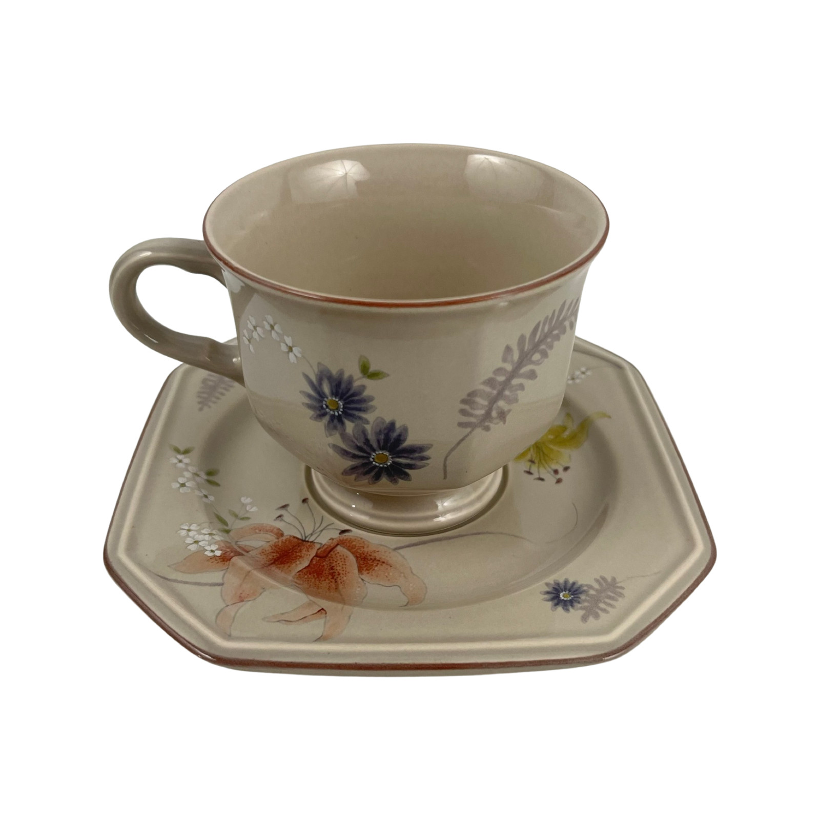 Mikasa Continental Janette Cups and Saucers Lot of 4 VTG Multi-Floral Japan