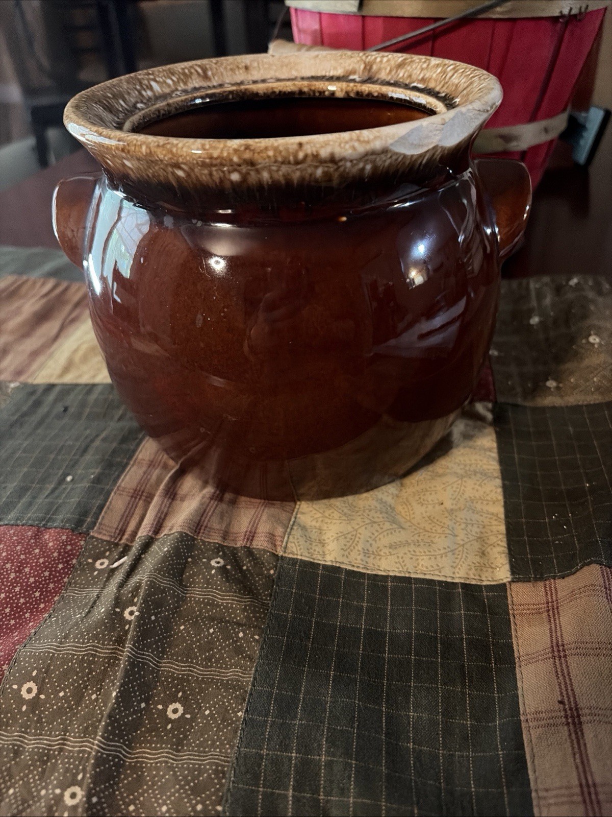 Hull Oven Proof Brown Ceramic Earthenware Jar With Handle USA
