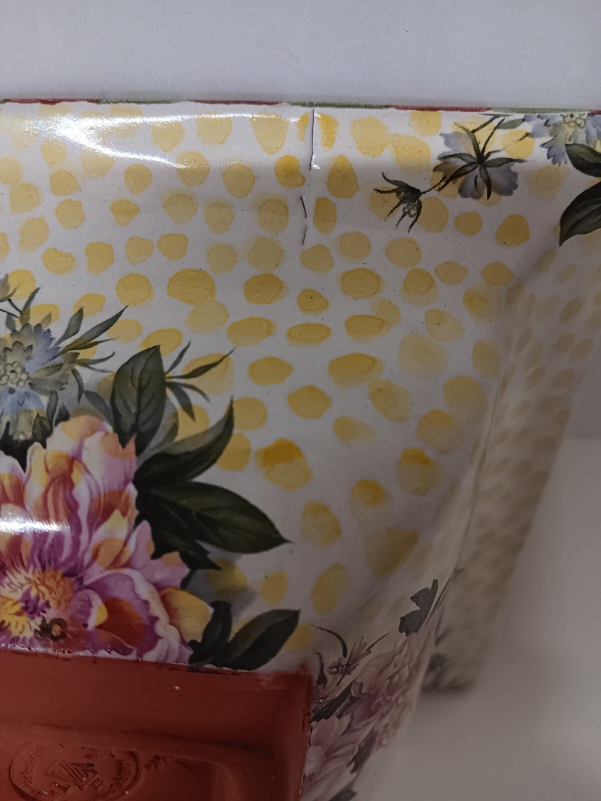 MacKenzie Childs Torquay Palm and Devon / Buttercup Bowl Dish 6″ square EUC!