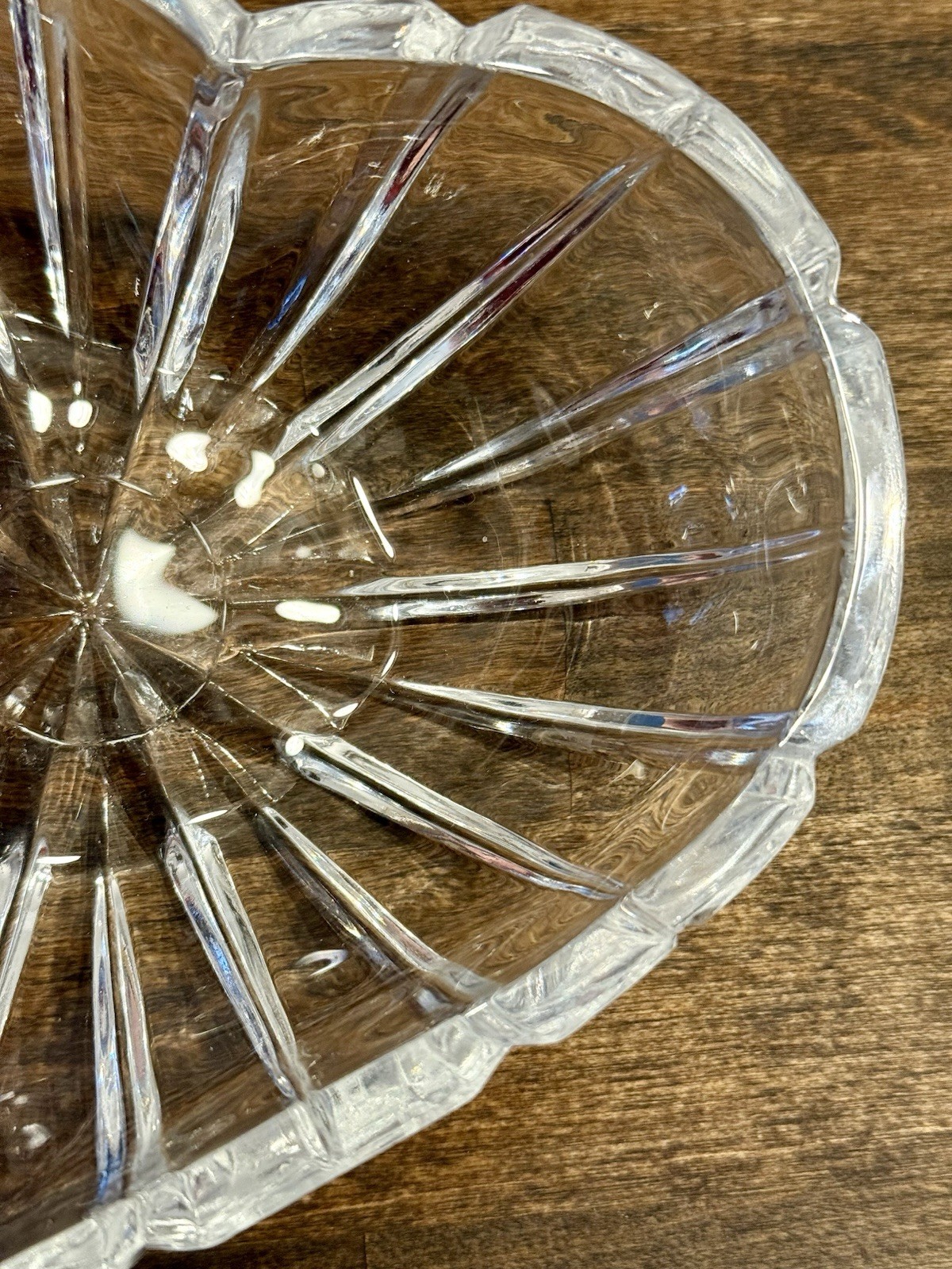 Vintage Heart Shaped Crystal Bowl Heavy Clear Cut Crystal Candy Trinket Dish 6.5