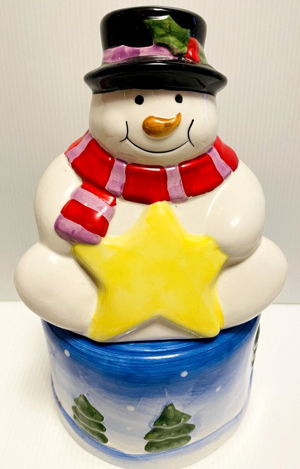 VTG 2002 Merry Brite Ceramic Snowman Holiday Cookie Jar Holiday Home Collection.