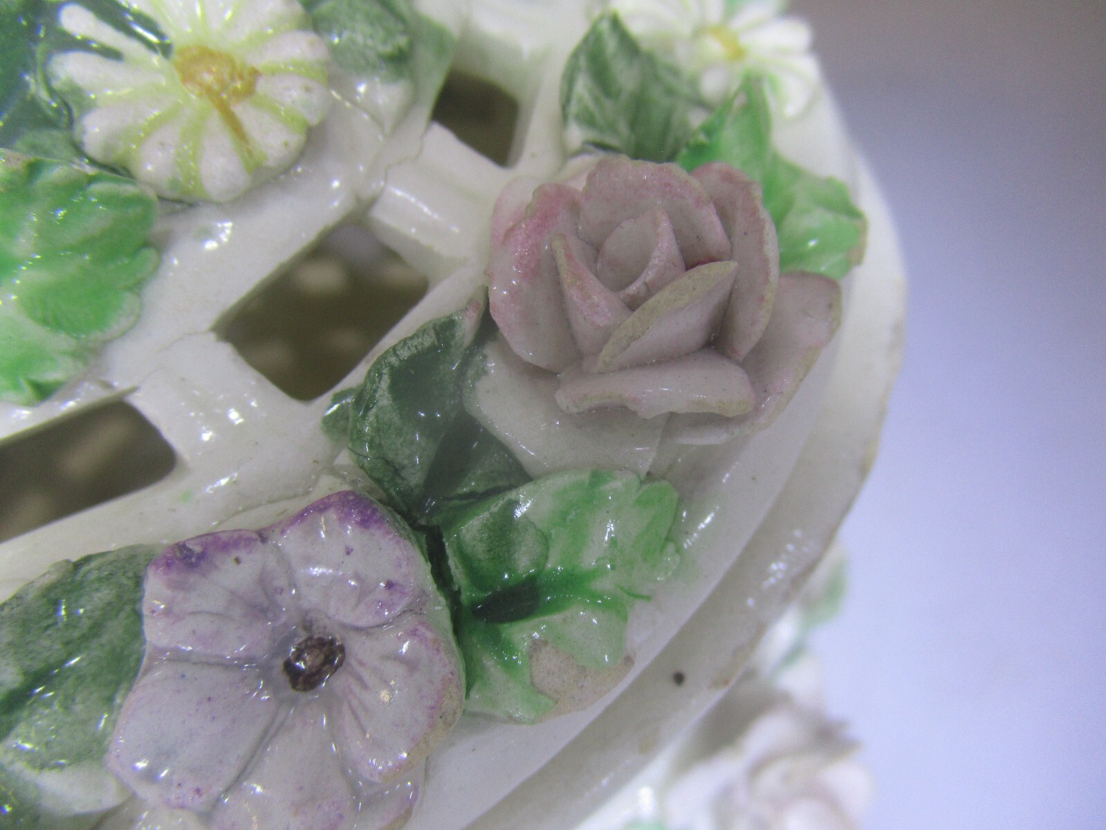 Capodimonte? Pierced Floral Porcelain Covered Bowl