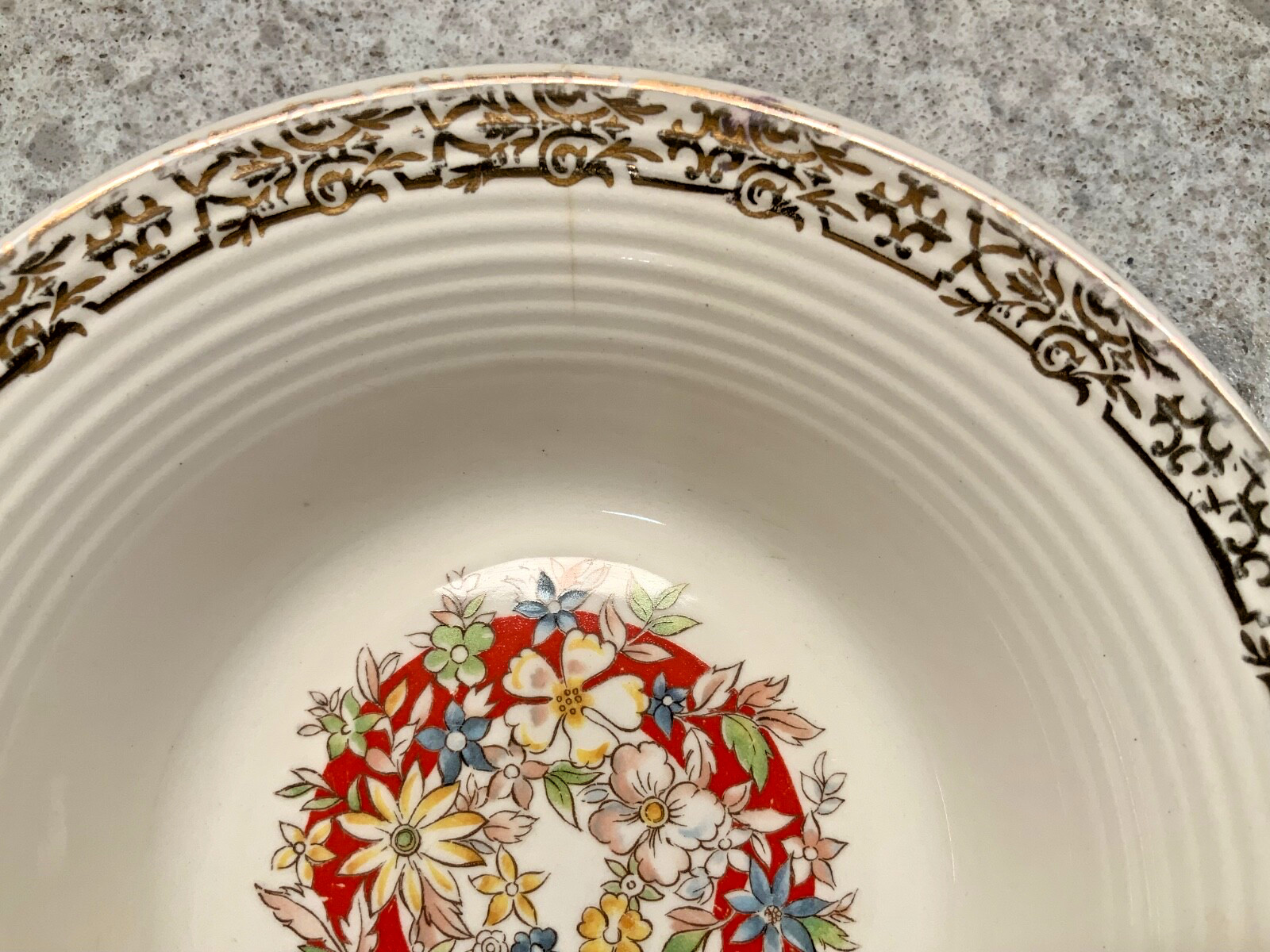 Triumph American Limoges Gold Floral China Berry/Dessert Bowls