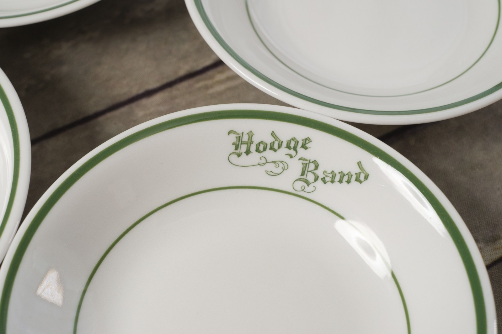 MAYER CHINA Hodge Band White Green Bands Porcelain 5″ Berry Bowls-Set of 4