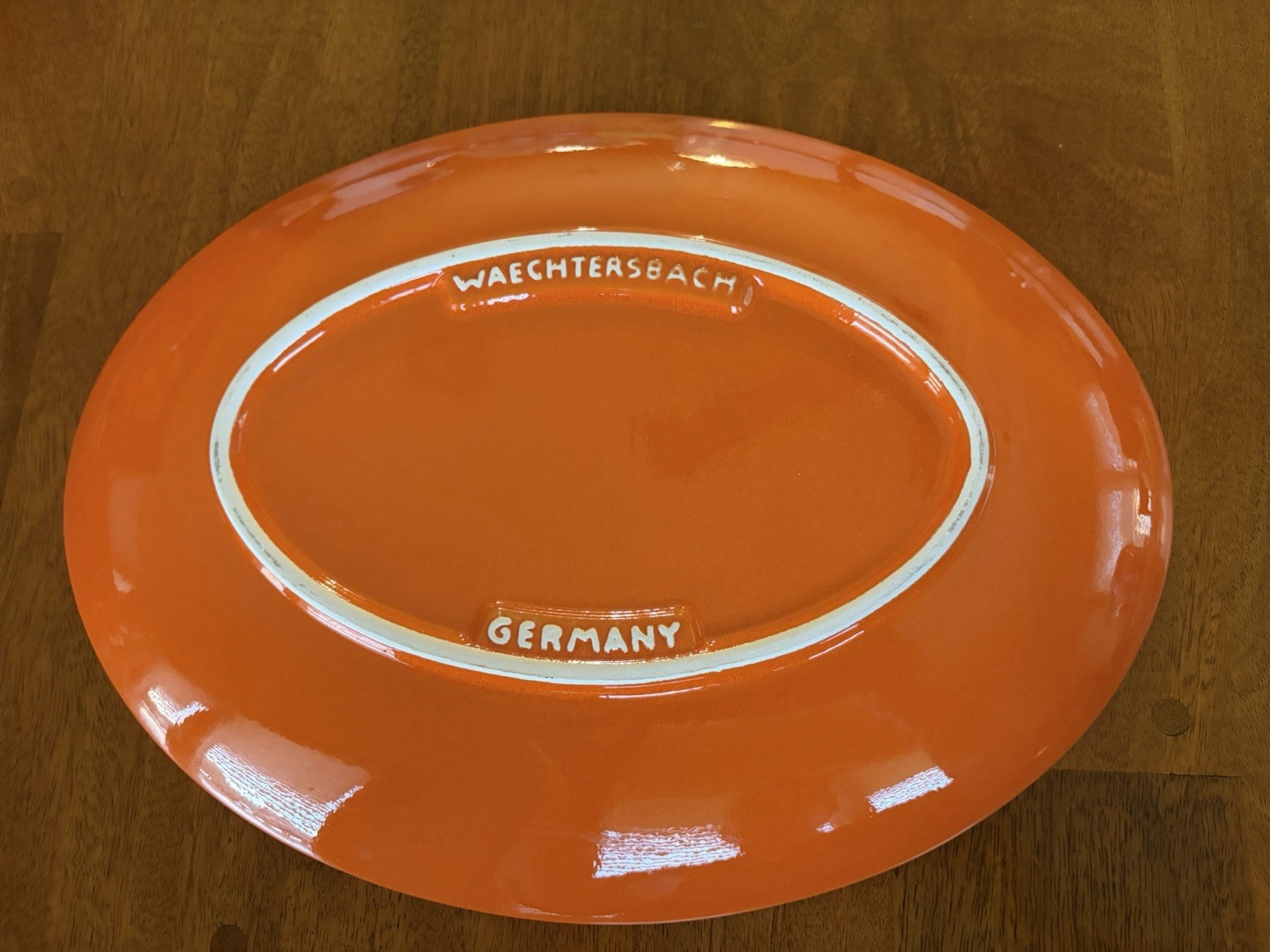 Halloween Pumpkin Waechtersbach Germany Embossed Mark 13” Oval Platter Orange