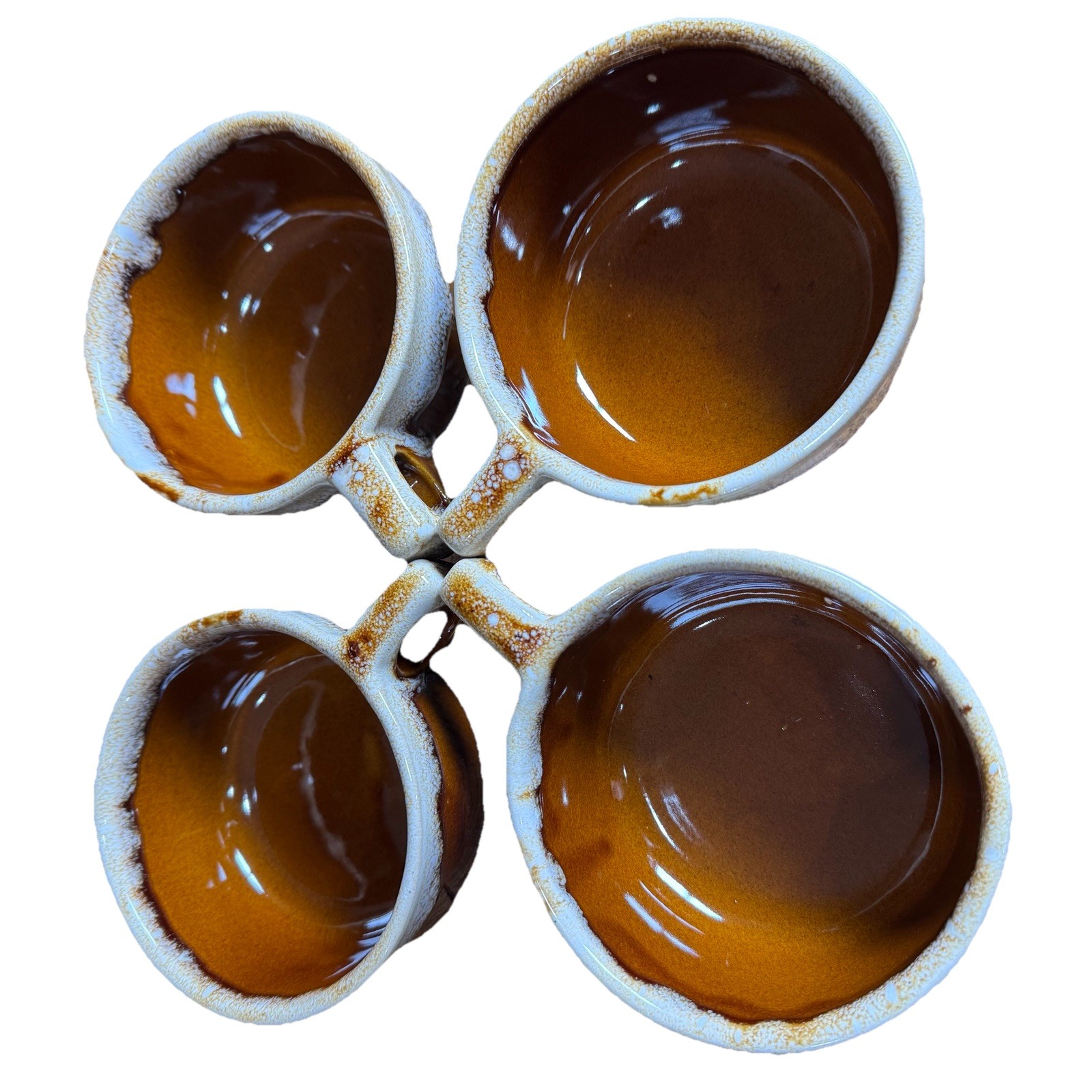 Monmouth Western Stoneware Brown Drip Pottery Soup Chili Bowl Mugs Set of 4 VTG
