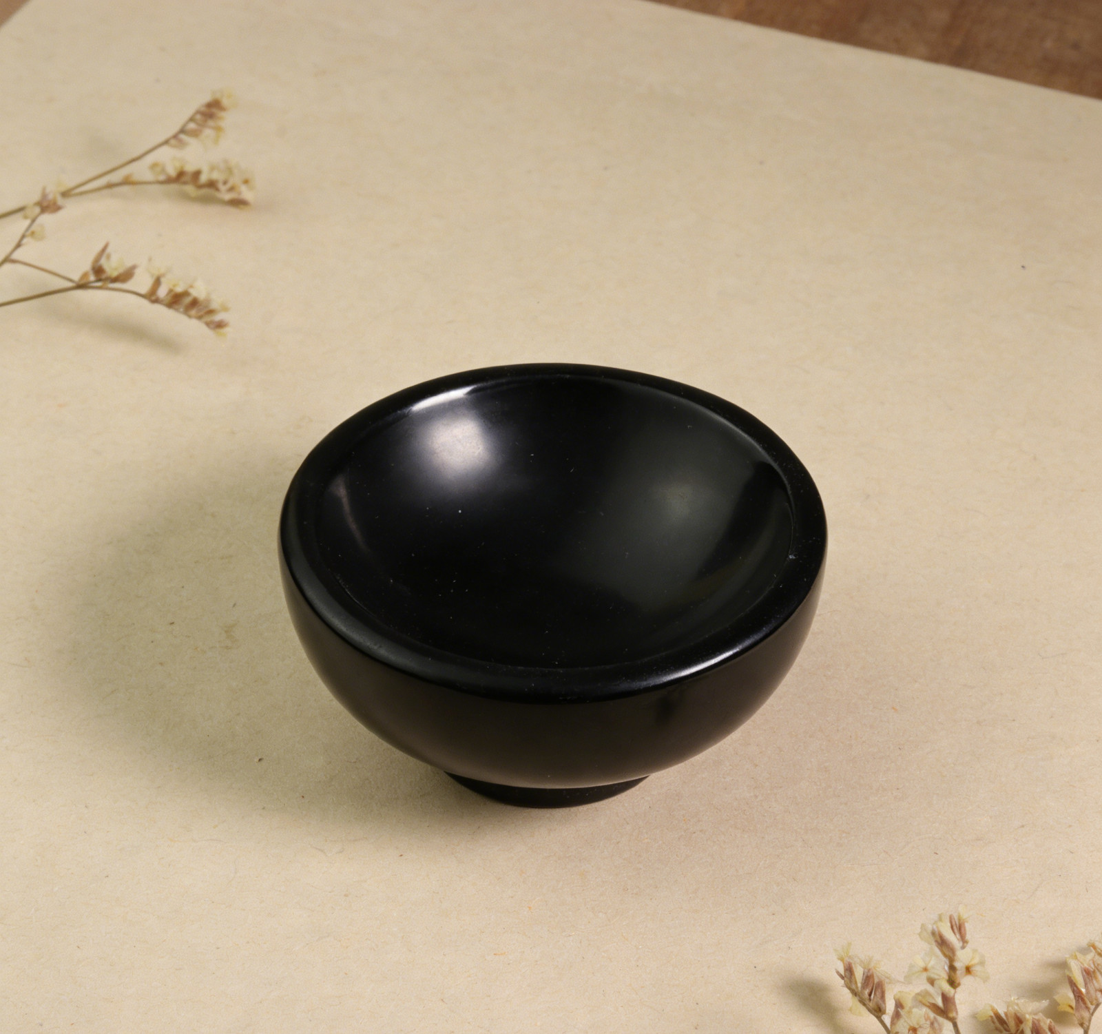 Natural Black Obsidian Bowl | Protective Energy Cleansing Stone Dish Home Decor