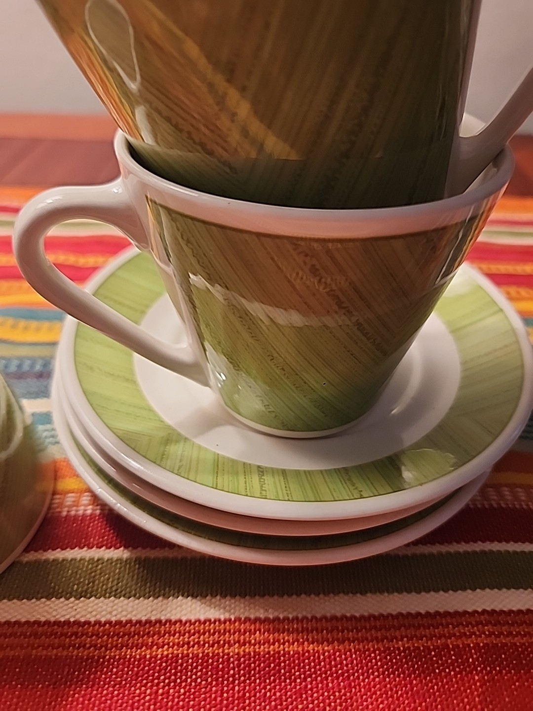 Syracuse China Syralite cup and saucer Lime Green Retro 70’s Set Of 3 & Creamer
