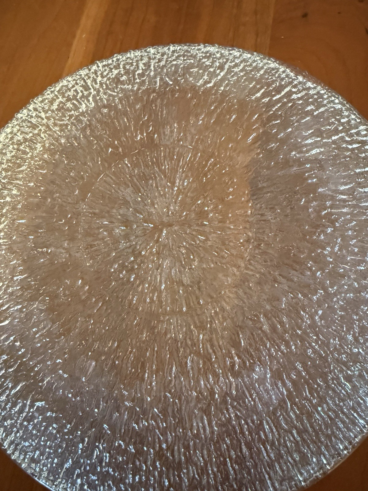 Set 8 Scandinavian Mid-Century Ice Glass Plates, 7.5″