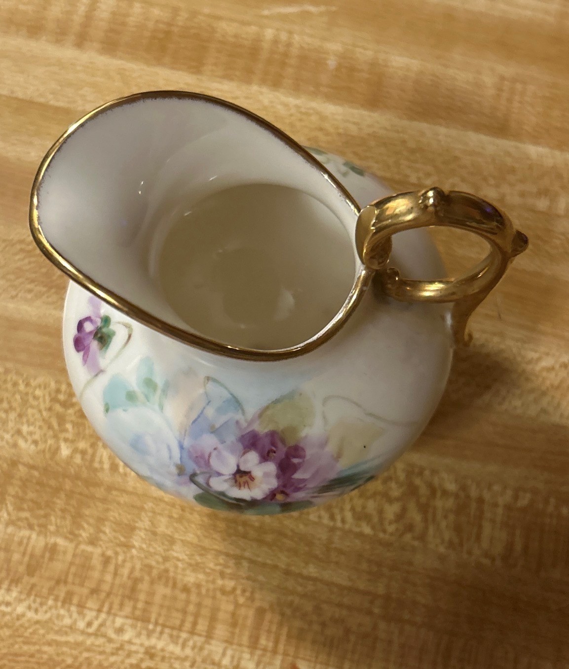 Antique Willets Belleek Floral Hand Painted Creamer & Sugar Bowl Set
