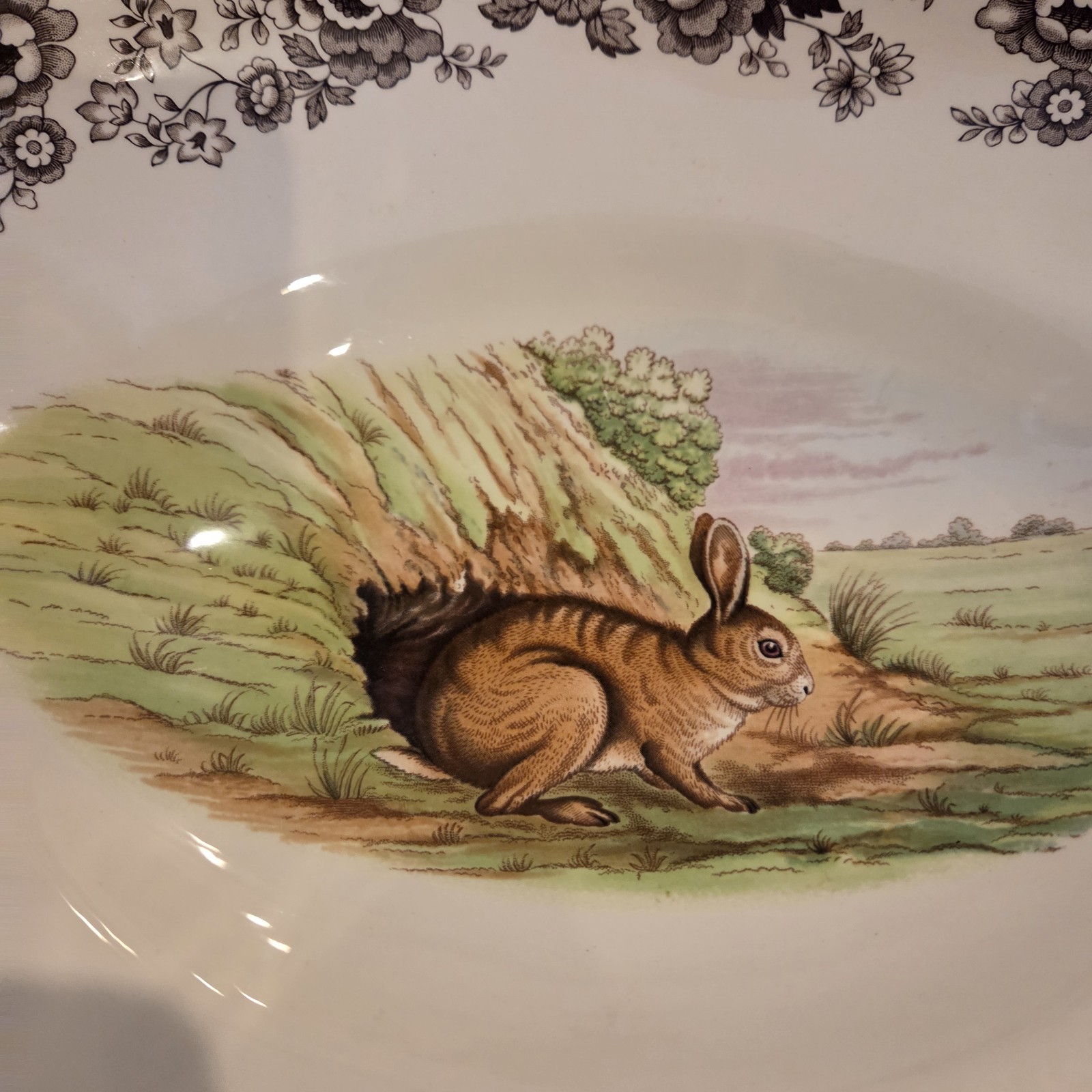 Spode Woodland Bunny Rabbit Footed Centerpiece Oval Dish Serving Easter EASTER