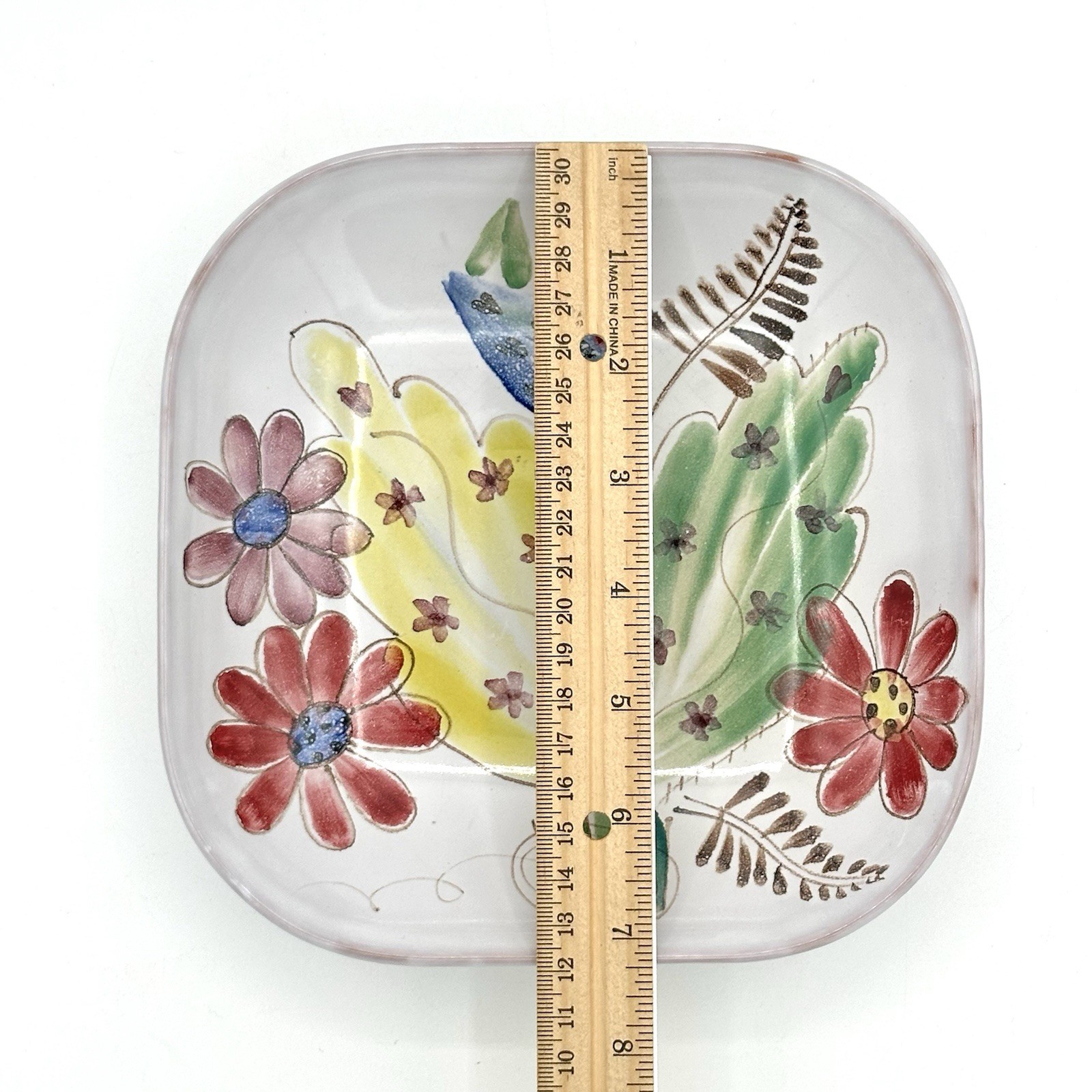 Vintage Arabia Ara Finland Hand Painted Decorative Bowl Floral 7.25 X 7.25 Inch