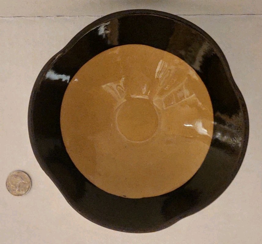 Vtg.MCM Freeform Chocolate & Butterscotch Brown Two Tone Pedestal Bowl-Read Des.