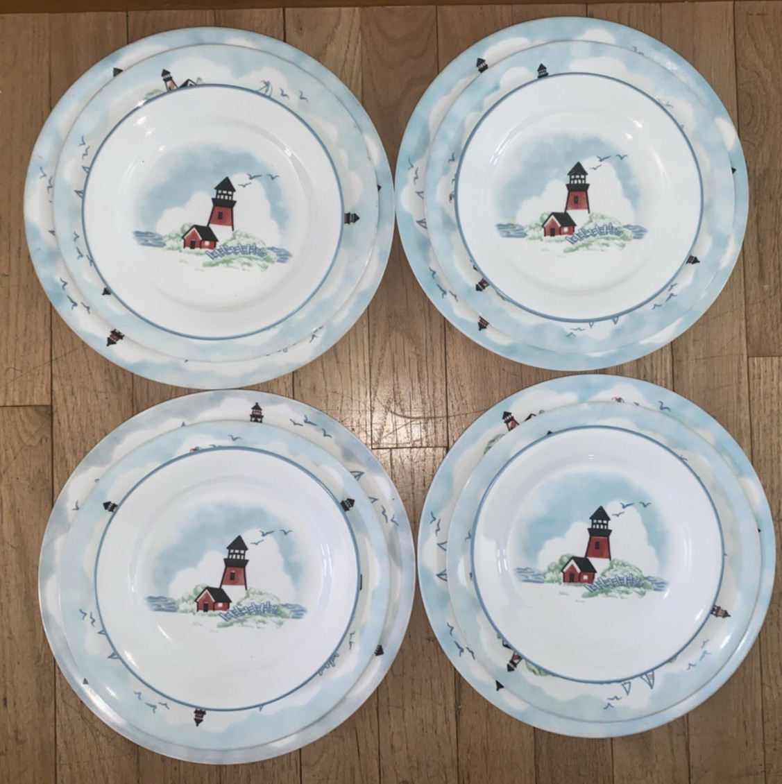 12 Corelle Outer Banks Lighthouse 4 Dinner, 4 Luncheon, 4 Bread/Dessert Plates