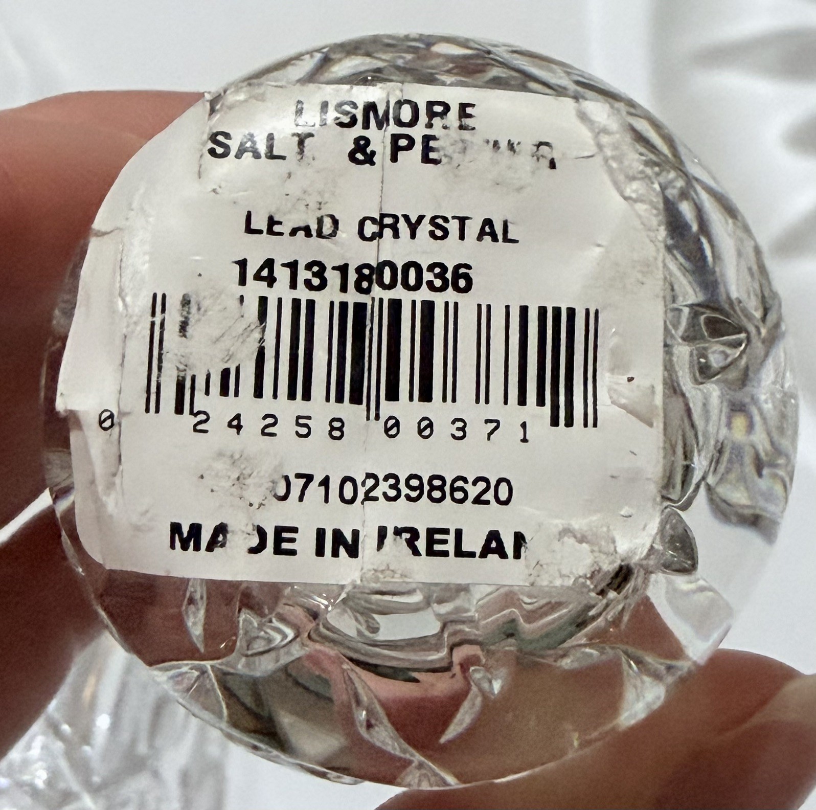 Waterford Crystal Lismore Salt & Pepper Shaker Set, Ireland, Seahorse signature