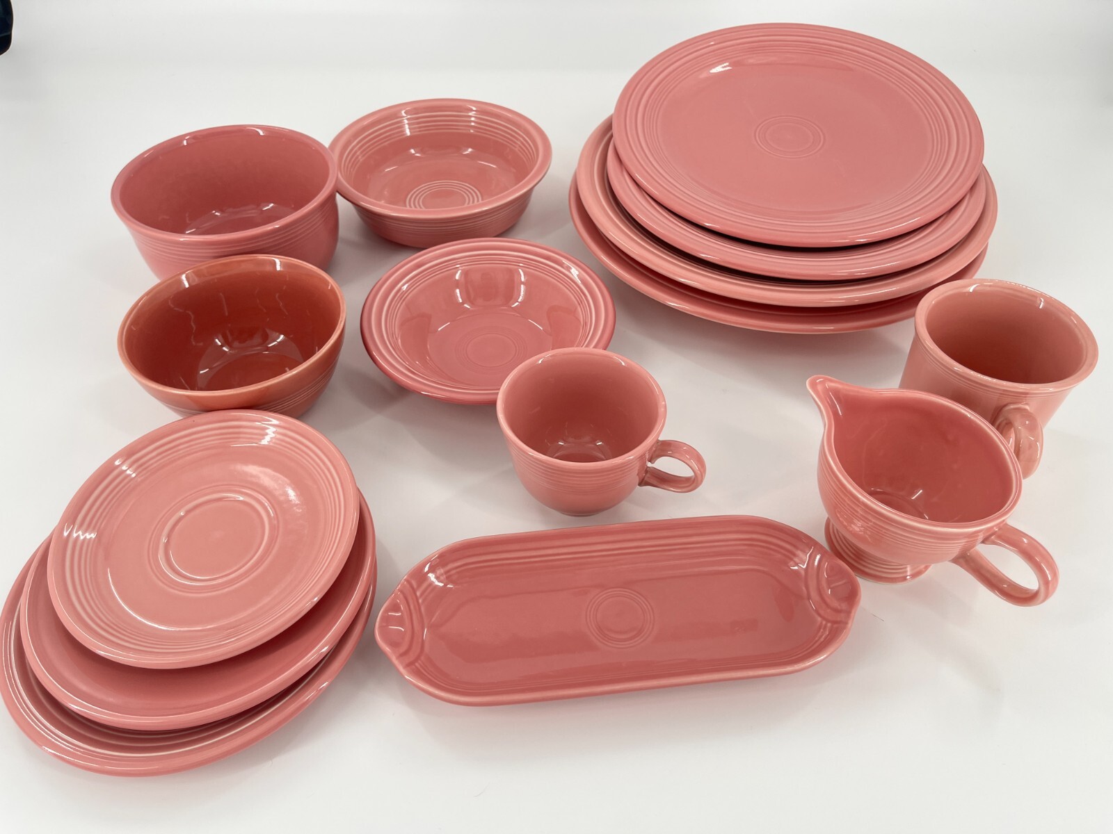Fiesta Dinnerware Set Rose Pink 15 Piece Post 86 Lot Bowls Plates, Platters Cups