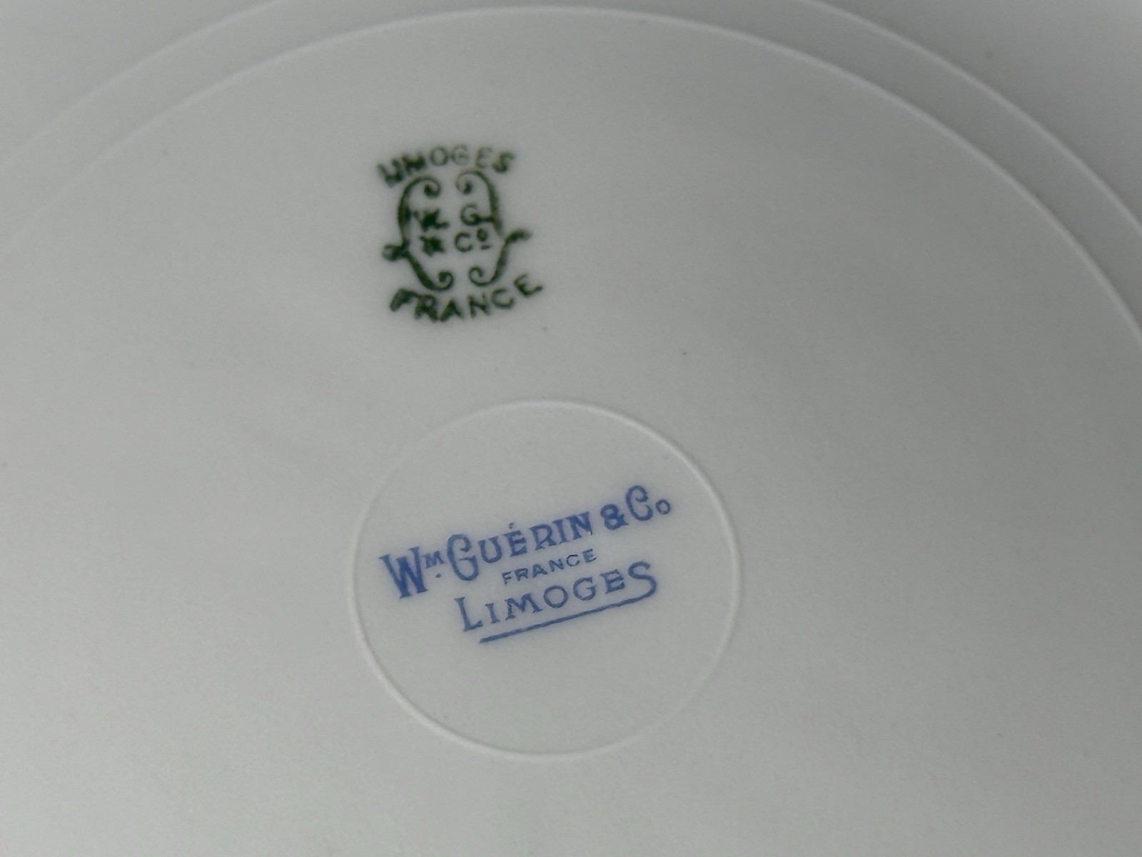 Antique Wm Guerin Limoges France Dinner Plate 9.75” Pink Roses Scroll GUE395