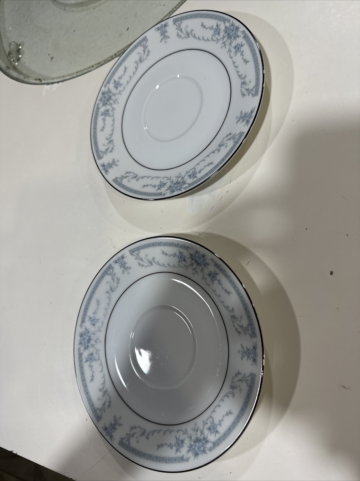 Lot of 2 Sheffield Fine Porcelain China Blue Whisper Saucers 6”