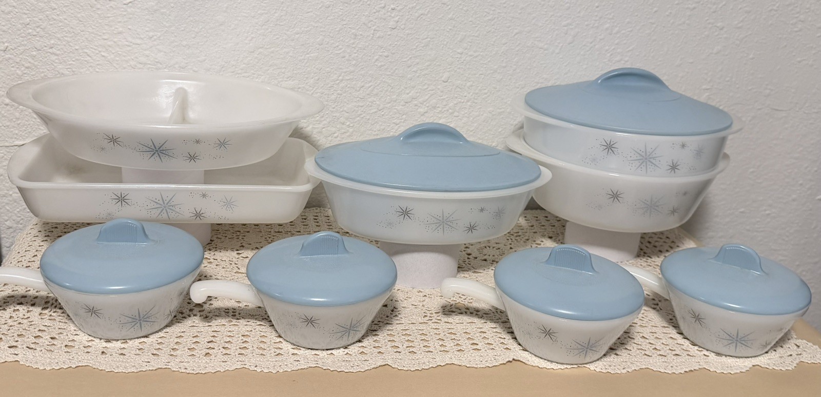 Glasbake Atomic Starburst WITH Lids Vintage MCM Midcentury Modern 1950s 1960s