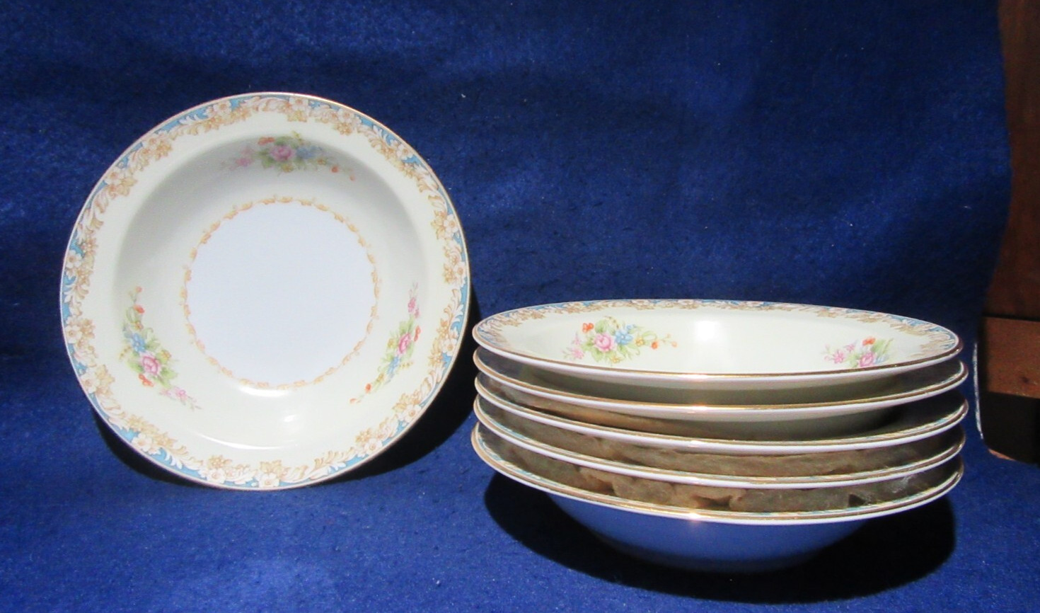 6 VINTAGE FINE ROSE CHINA Dessert /Fruit Bowls Made In Occupied Japan FLORAL