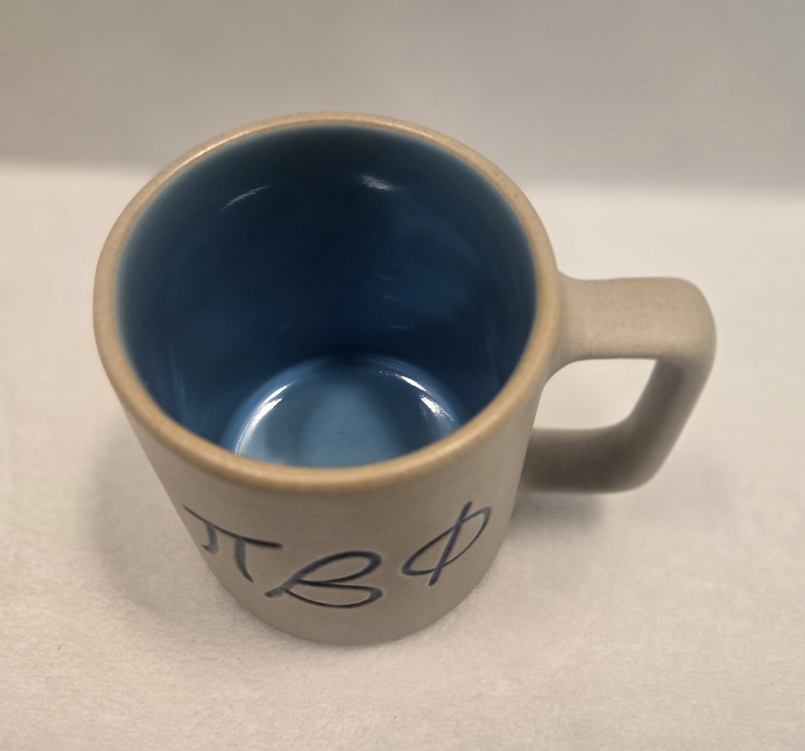 Vintage Pigeon Forge Pottery BI – BETA Phi Sorority Mug Gray And Blue In Side