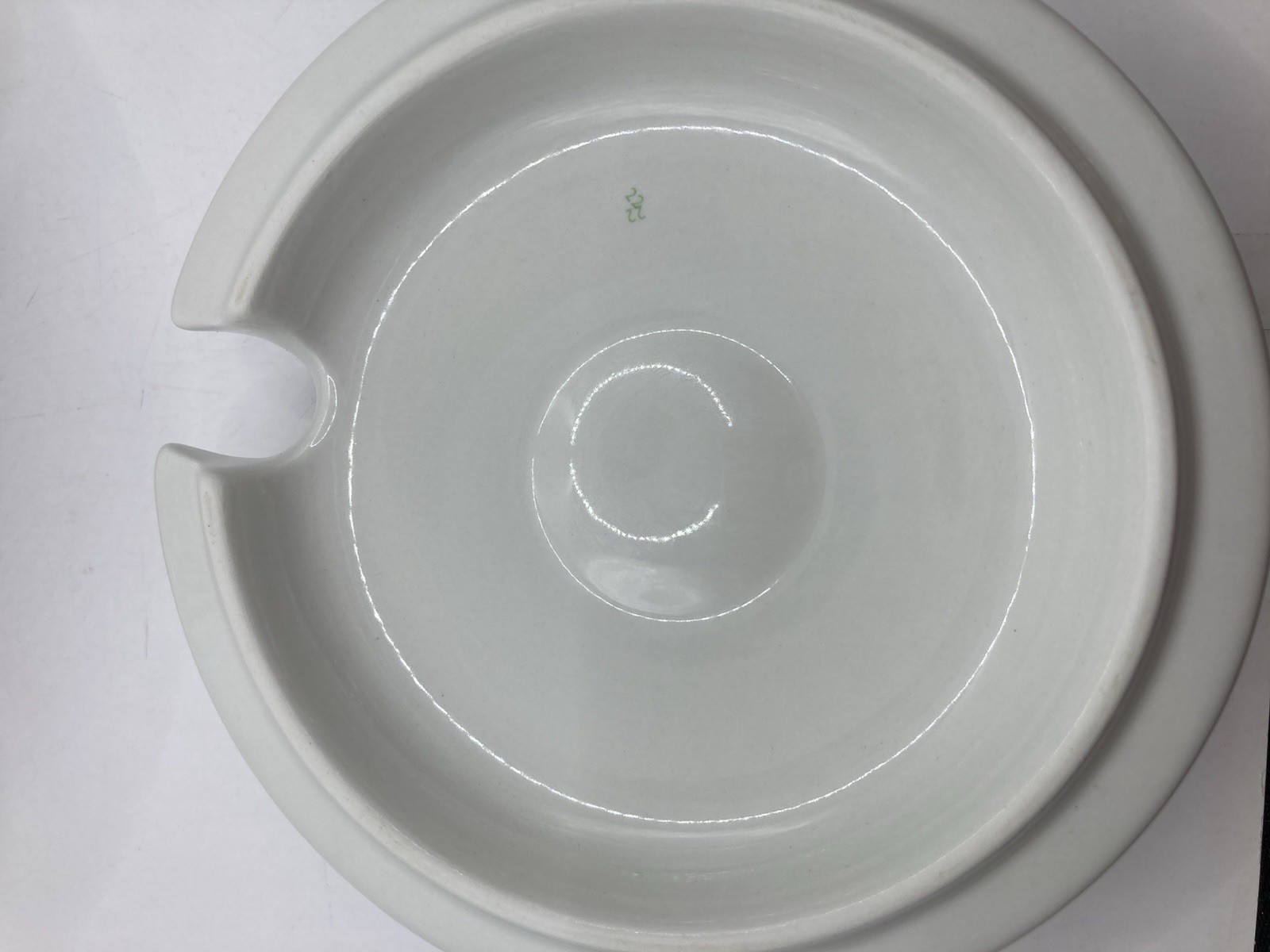 Portmeirion Botanic Garden 5.25″ Lid Spoon Opening White w/Green Leaf Edge VGC