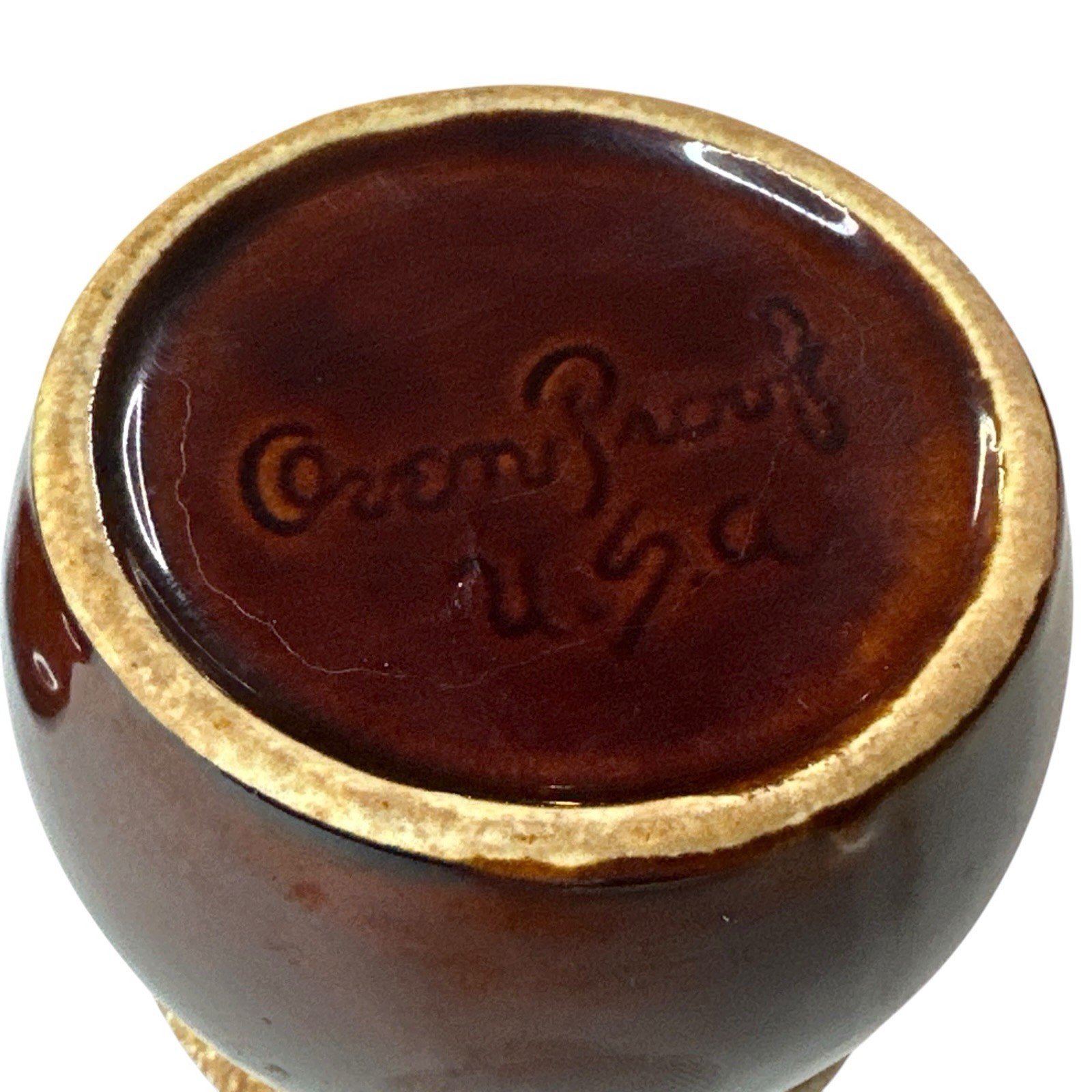 Vintage Hull Pottery Brown Drip Glaze Sugar Bowl Lid Pot Oven Proof USA Rustic
