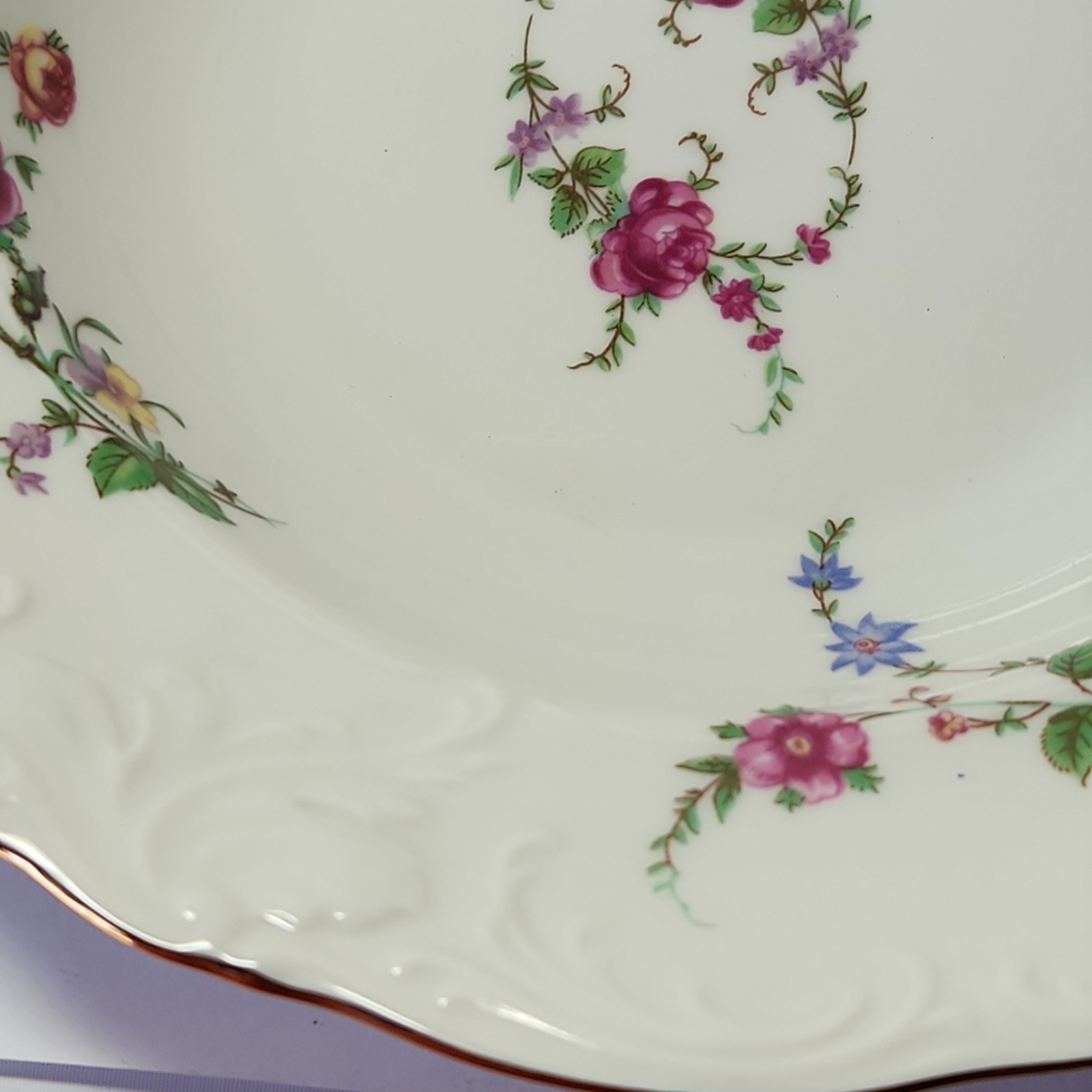 2 Rimmed Soup Bowl Floral Vintage Wawel China, ROSE GARDEN Made In Poland 8 1/8″