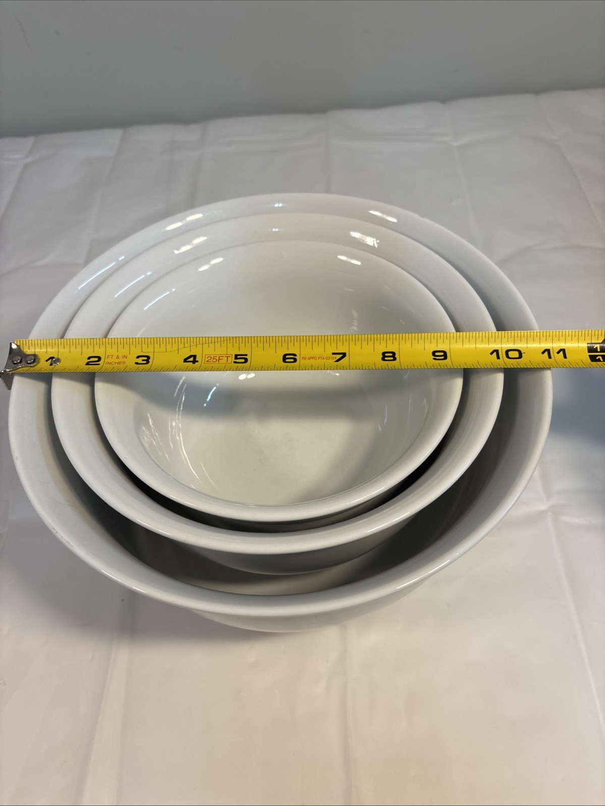 Food Network Ceramic Nesting Mixing Serving Bowls Set Of 3 White
