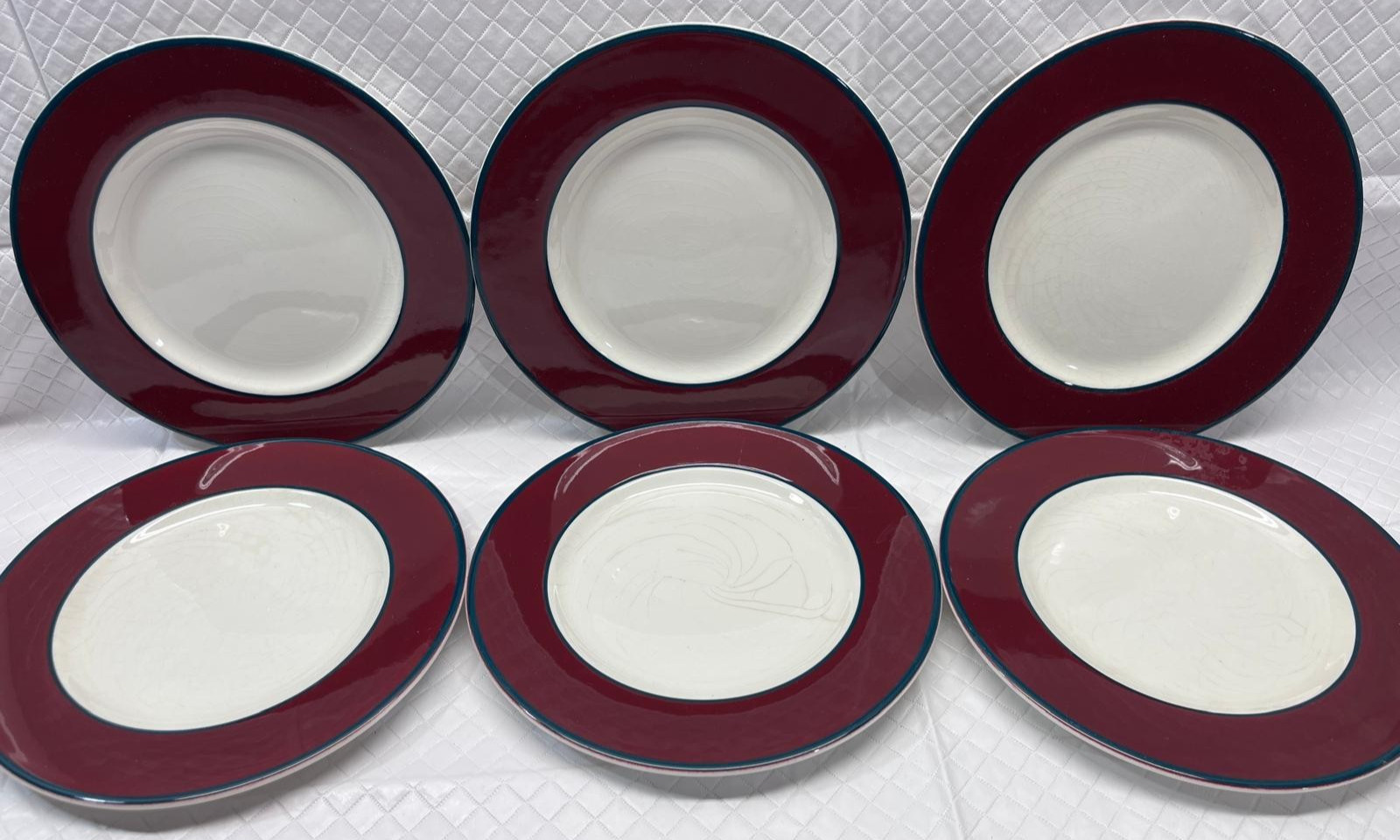 Pagnossin Treviso Ironstone Salad Plates 8 1/4” Spa Rouge Set of 6 Made in Italy