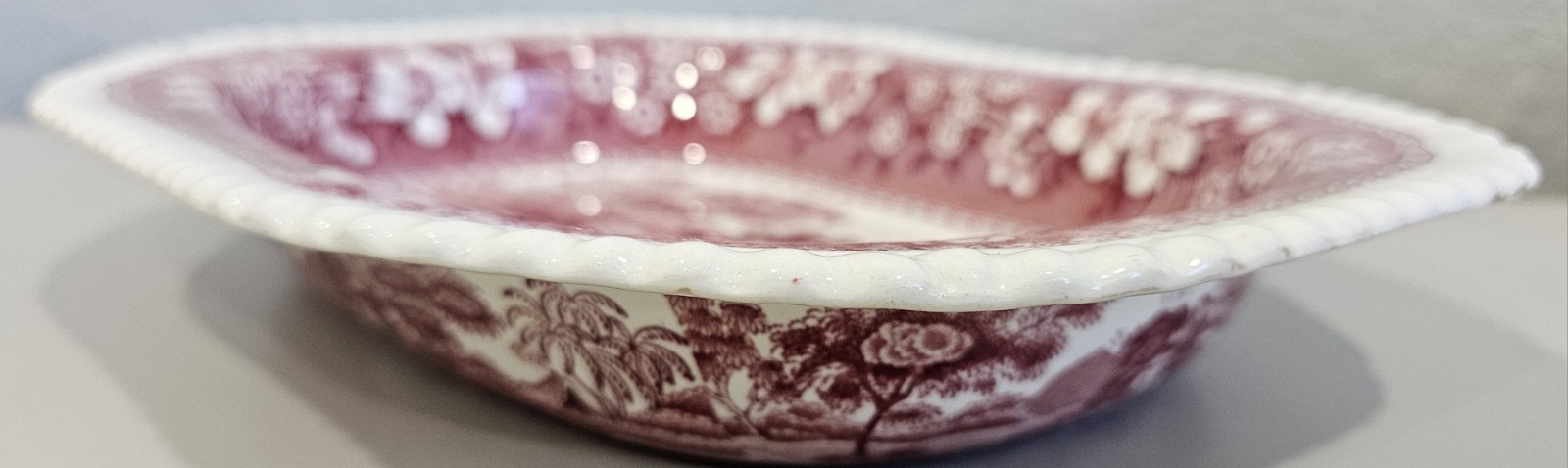 Copeland Spode Tower Pink Small SERVING BOWL DISH 7.25”x9.75″ Old Mark England