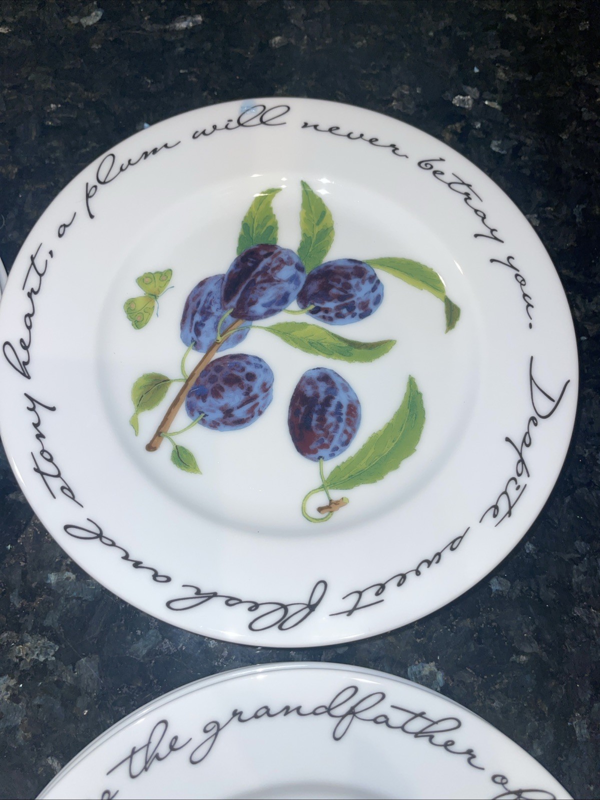 4 Williams Sonoma ORCHARD SUITE Salad Plate Pear/Plum/Peach/ Cherry 8″ Japan