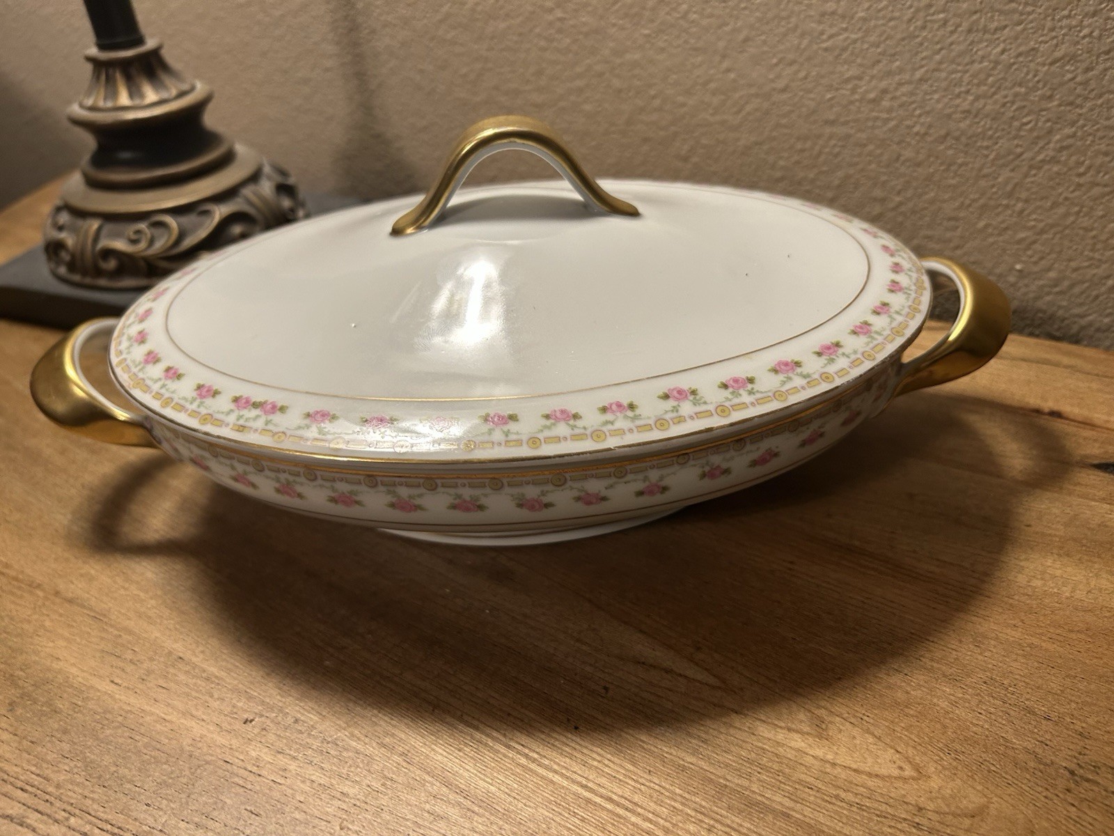 Elegant Vintage Pirkenhammer Czechoslovakia Pink Rose Gold Tureen – Oval Covered